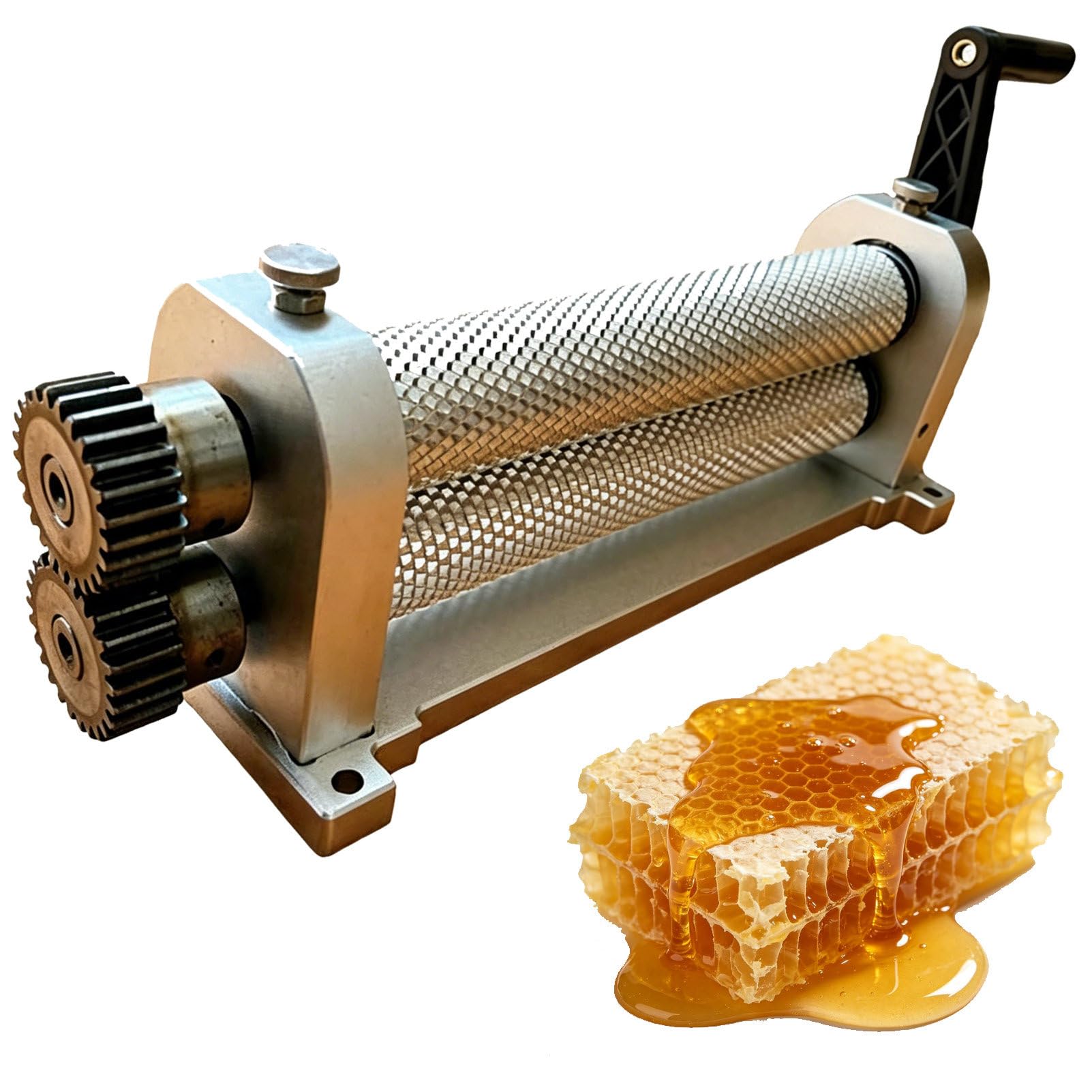 Pvxa 280mm Aluminum Alloy Beeswax Roller, Manual Beeswax Comb Foundation Roller Mill, Aluminum Alloy Honeycomb Printing Stamper, Beekeeping Tools for Producing Honeycomb 5.4mm
