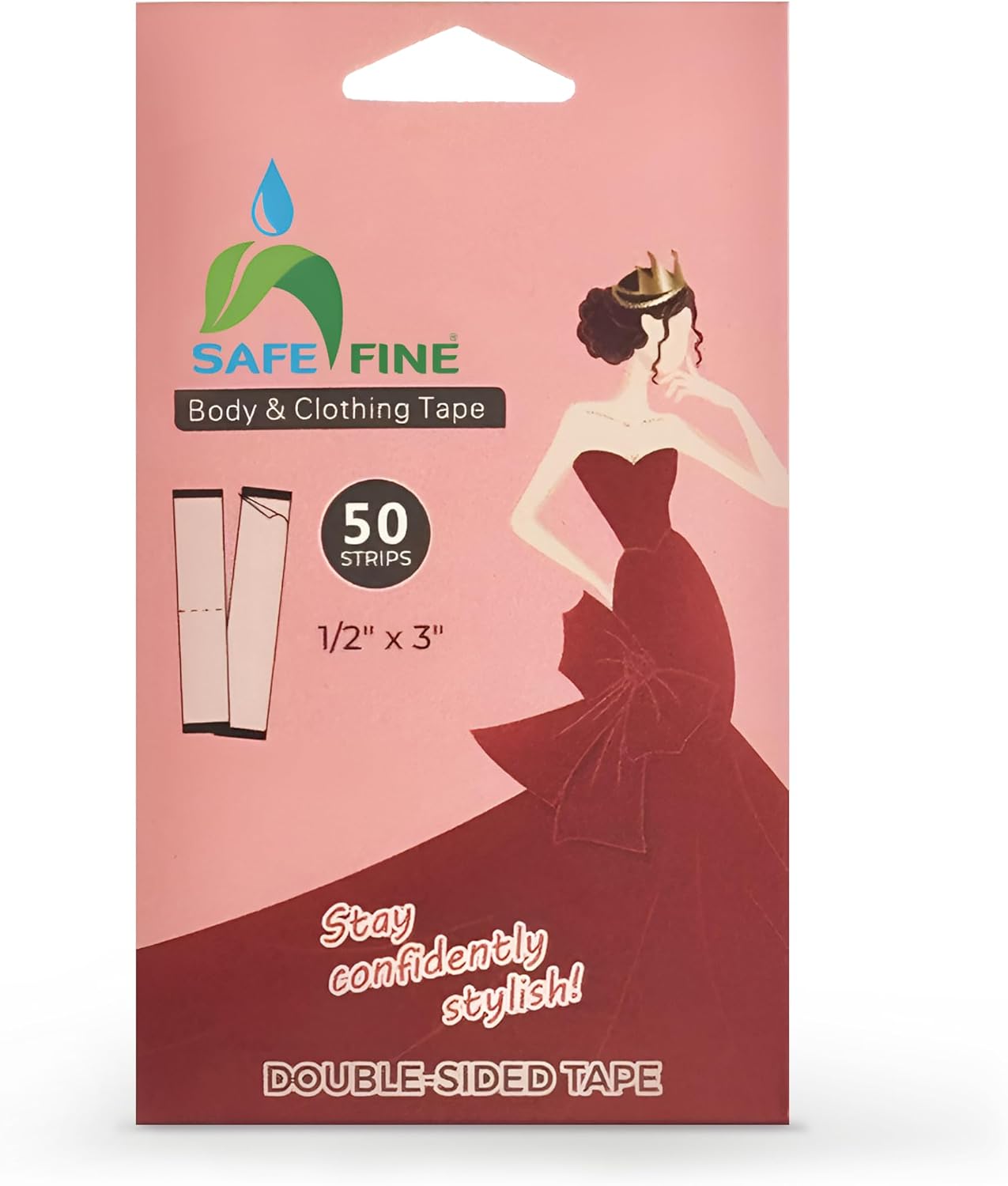 Double-Sided Fashion Tape – 50 Clear Strips | Strong Hold for Clothes & Skin | Hypoallergenic, Waterproof, Invisible Adhesive for All Skin Tones