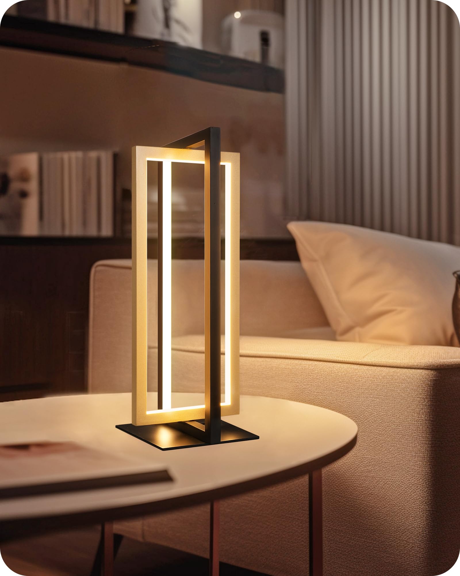 EDISHINE Lámpara de Mesa LED Negro Oro, Táctil Regulable, 3 Temperaturas | Lámpara Mesita con Estructura Metálica Giratoria, Función Memoria, 750 Lúmenes, para Dormitorio, Salón y Oficina