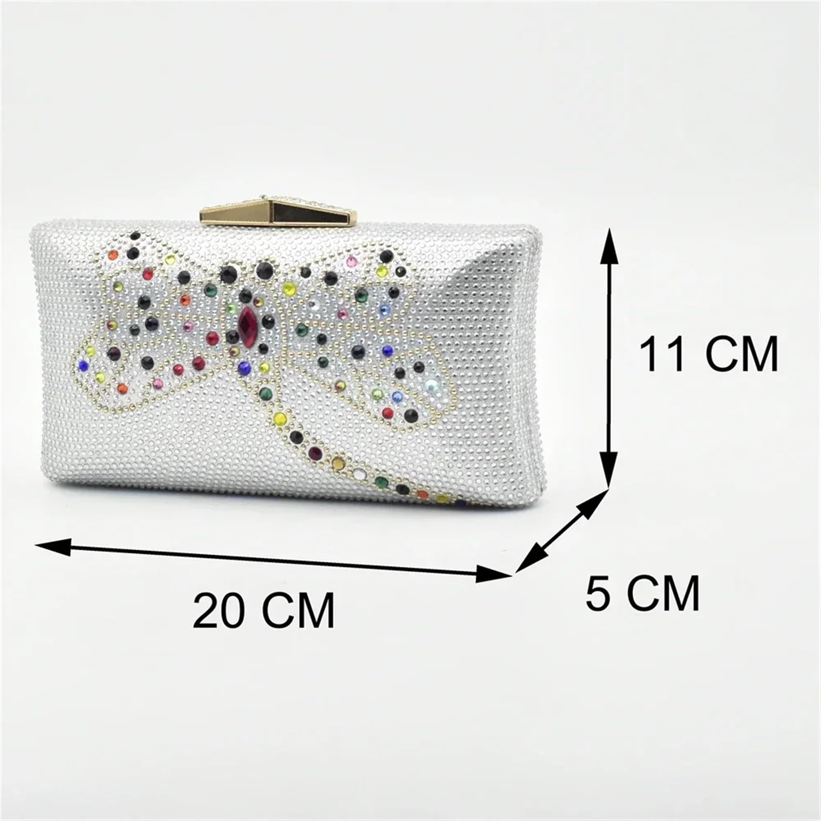 Pedrería Clutch Fiesta Bolso de noche con diseño lazo anudado for mujer, cadena Metal diamantes agua, bolso mano día, boda, billetera soporte imitación