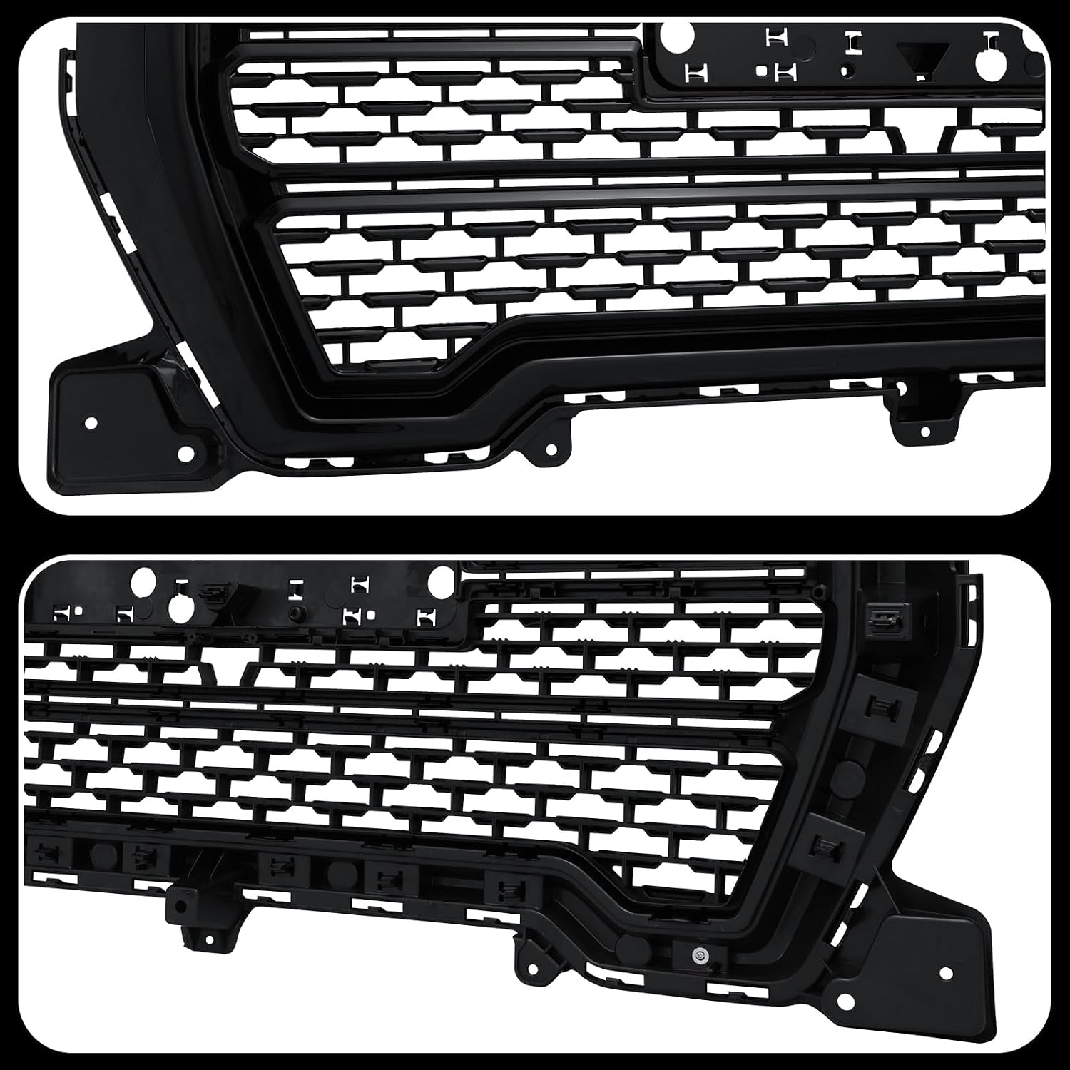 PENSUN Front Bumper Upper Grill for GMC Sierra 1500 2019 2020 2021 - Denali Style Front Mesh Grill, OE# 84508282 84508286 (Black)