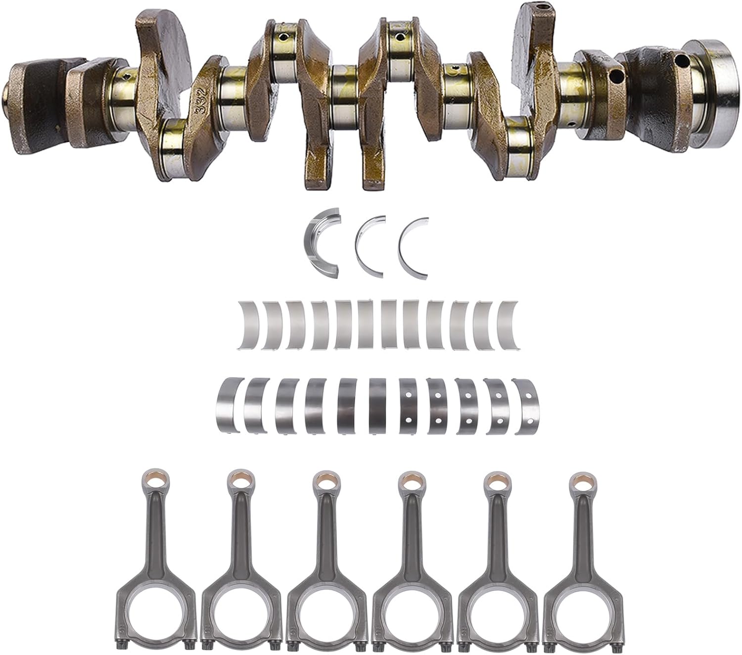 Crankshaft & Connecting Rods Bearings Set 11217580483 11247624615 Replacement for BMW N55 535i 435i 335i X1 X3 X5 640i 3.0 L6 (2979cc) Turbocharged 11247576717 11212163665 Engine Crankshaft Kit Vahaha