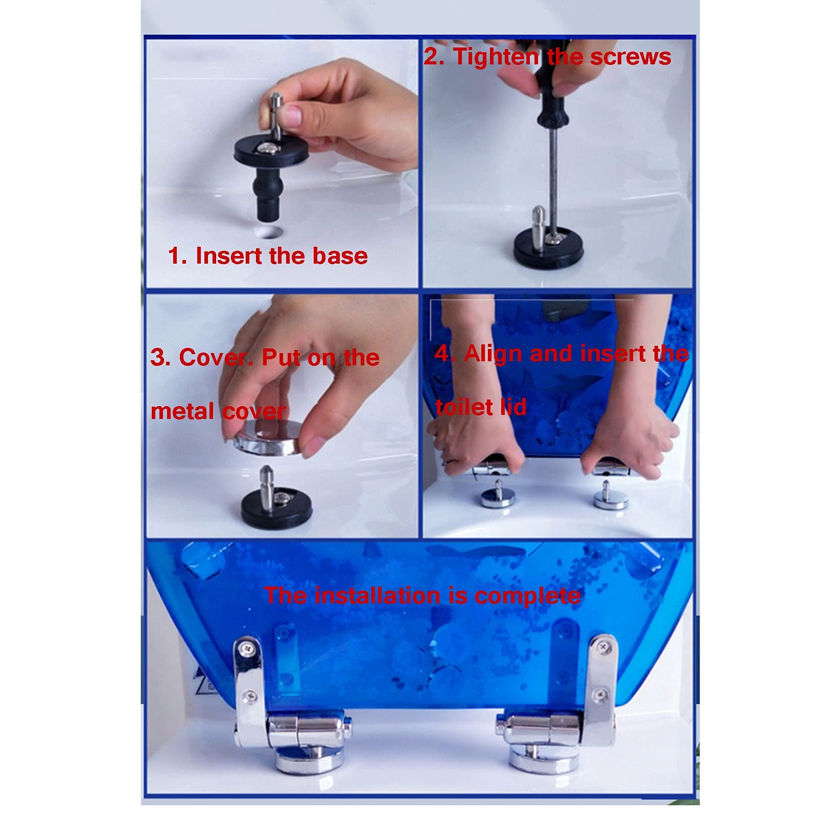 Sedile per Adulti E per Bambini in Resina, Sedile 3D Oceano, Sedile Oceano 3D, con Cerniera Regolabile in Acciaio Inox, per O/V/Toilette a Forma di U (Color : B)
