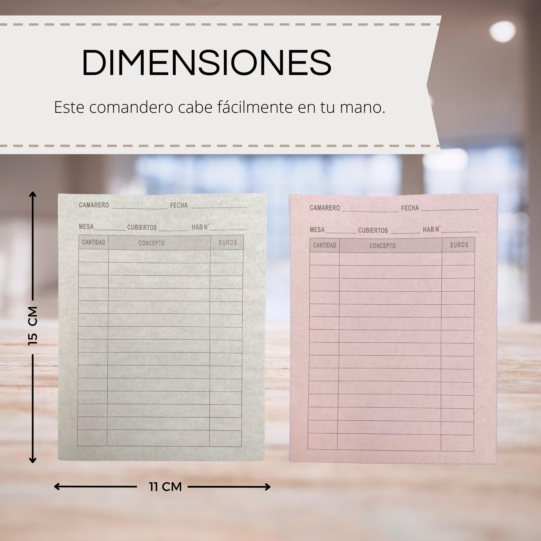 Lot de 12 Commandeurs hôteliers de 15 x 11 cm avec 80 feuilles dupliquées pour serveurs, carnet de commandes avec couverture très résistante et lame de prédécoupe, carnet de serveur pour