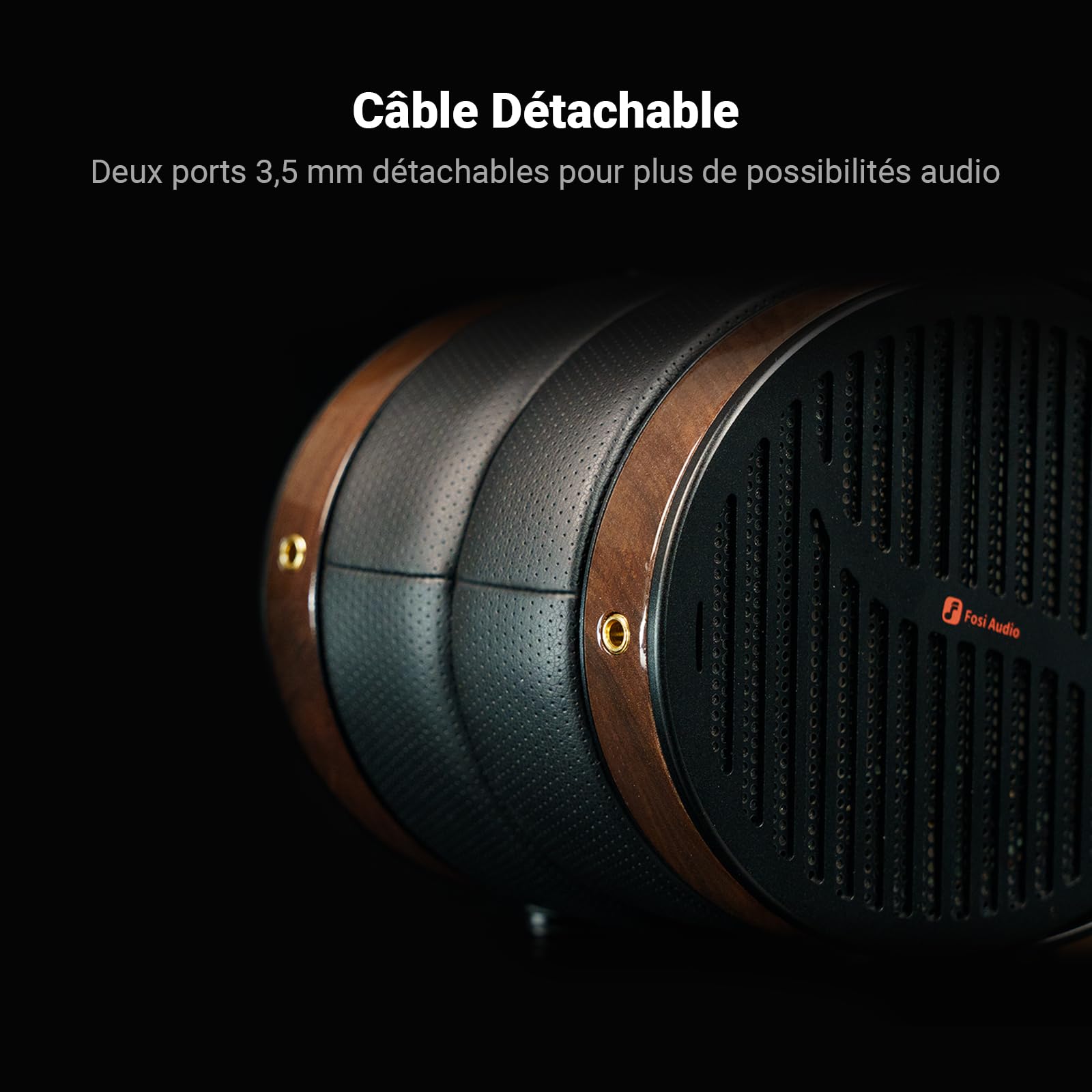 Fosi Audio i5 Casque Magnétique Planaire Ouvert avec Diaphragme Ultra-Large de 97 mm, Métal CNC et Bois de Noyer, Casque de Studio Filaire Audiophile pour Appareils Multi-Sources