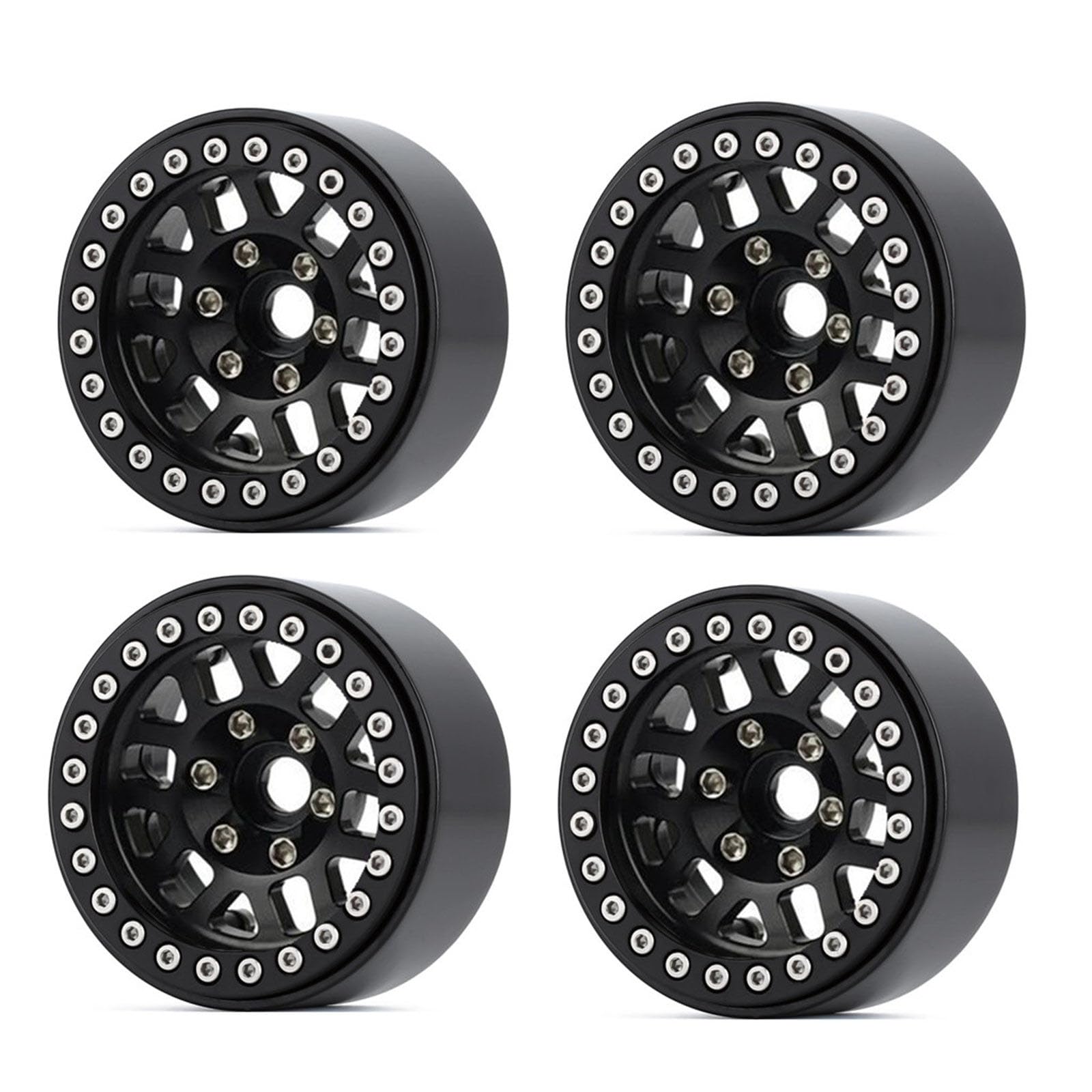 Moyeux de Roue en Alliage 1, 9" Moyeux de Jantes Beadlock pour télécommande 1/10 Crawler SCX10 4WheelDrive Accessoires de Mise à Niveau Jantes Beadlock pour Jouet de Voiture télécommandé