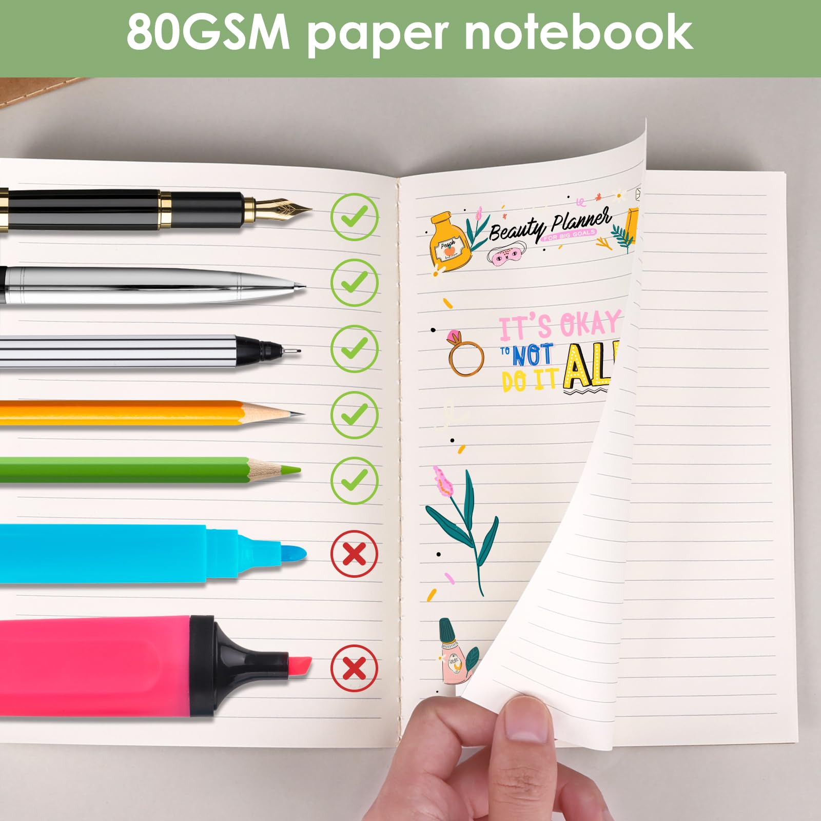 LABUK Notizbücher aus Kraftpapier, A5, 21,6 x 14,9 cm, liniert, 30 Blatt/60 Seiten, 48 Stück