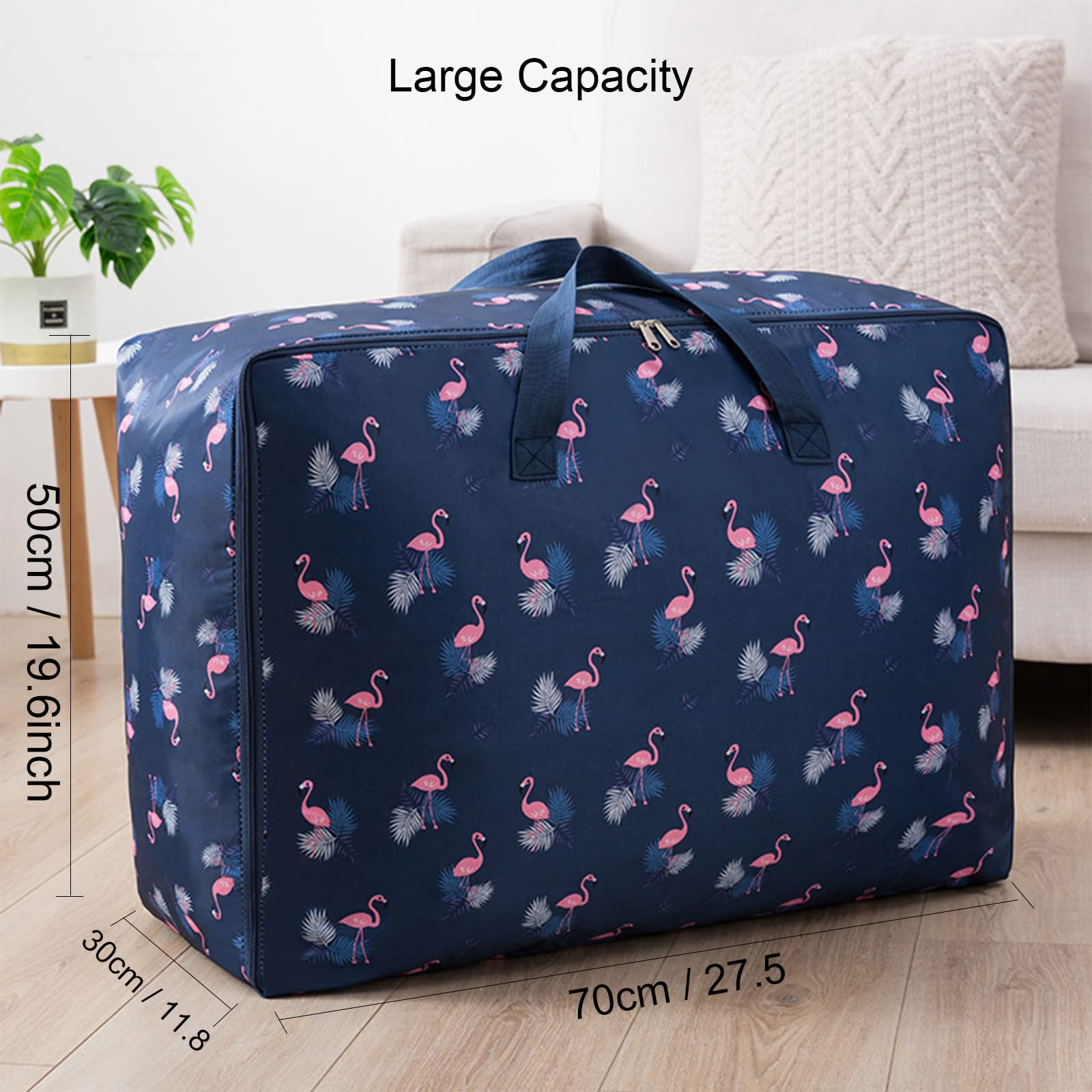 2 Sacchetti Portaoggetti Grandi 105L Sotto Il Letto In Tessuto Oxford, Impermeabili E Antiumidità, Per Trapunte E Coperte, Grigi, 70x50x30 Cm