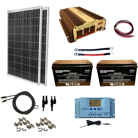 Amazon Com Windynation 200 Watt 2pcs 100 Watt Solar Panel Kit 1500w Power Inverter 200ah 12 Volt Agm Deep Cycle Battery Bank For Rv Boat Off Grid Patio Lawn Garden