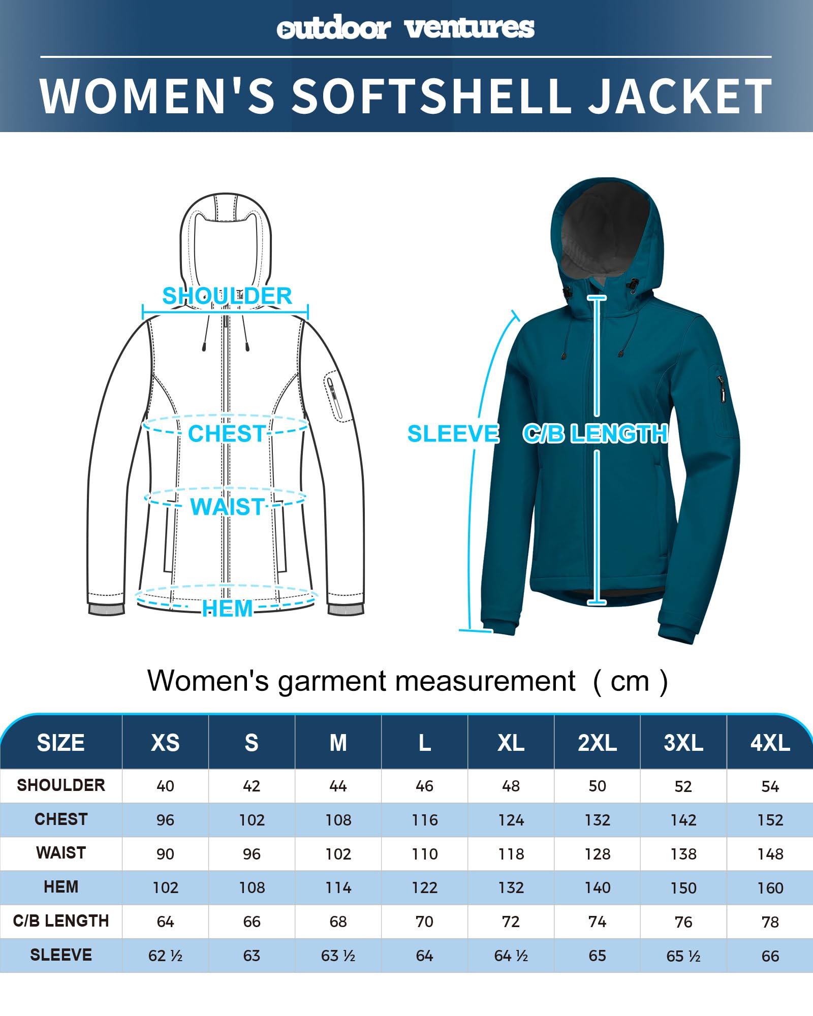 Outdoor Ventures Giacca da donna, impermeabile, traspirante, softshell – Giacca per le mezze stagioni, antivento, giacca funzionale con cappuccio