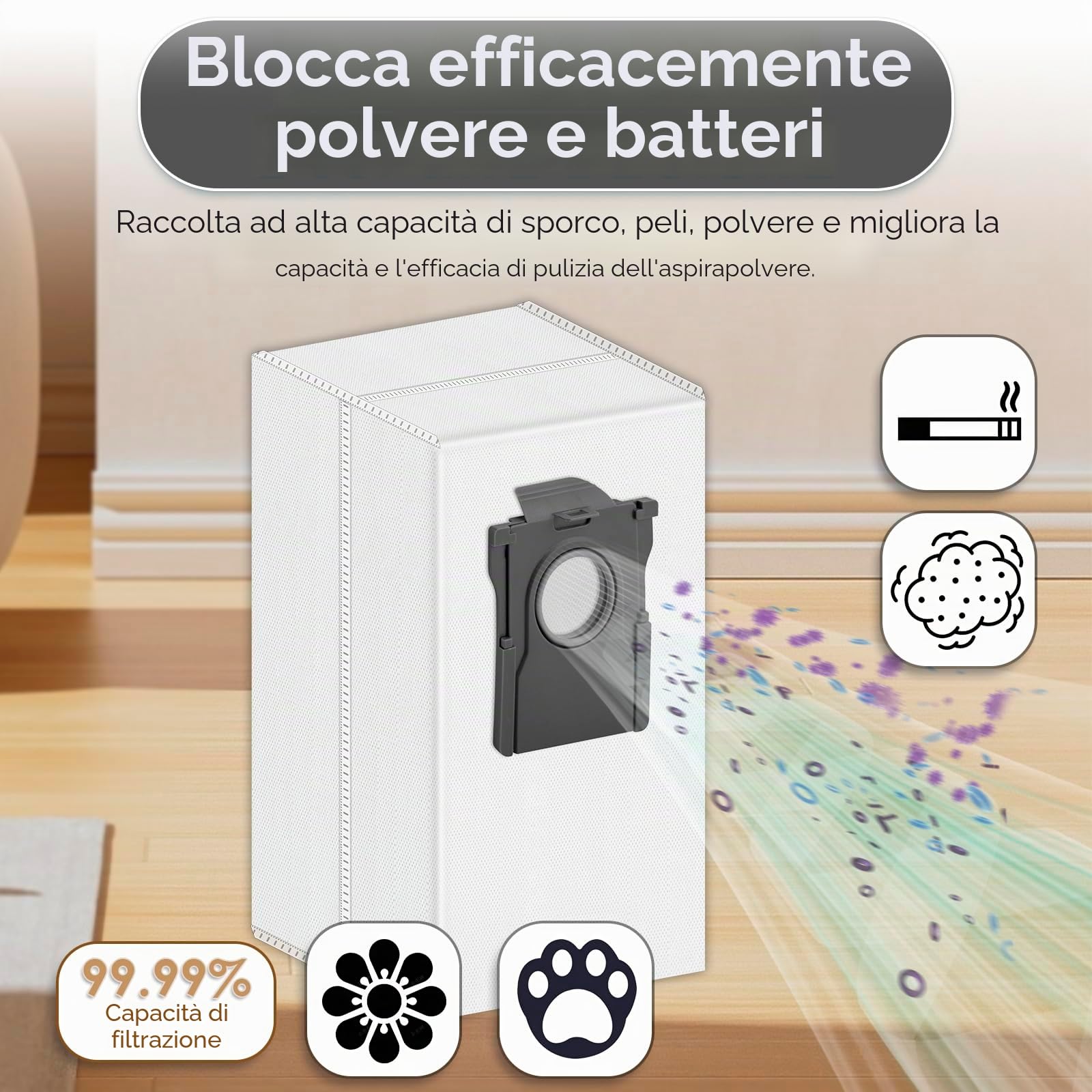 (24 pezzi) Parti di ricambio per aspirapolvere Mova Z50 Ultra, Z5 Z5 Pro Ultra, 1 spazzola a rullo, 1 mocio a cingoli, 7 filtri HEPA, 7 sacchetti raccoglipolvere, 8 spazzole laterali, kit di accessori