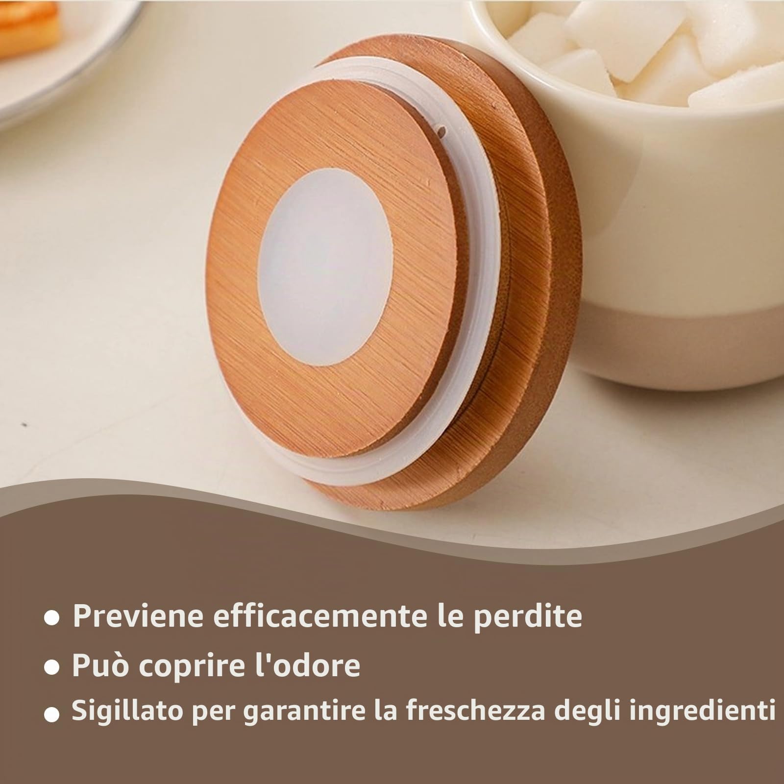 Simcat Barattoli e contenitori in ceramica da 9/27/44 once con coperchi, per tè, caffè e zucchero, set da cucina sigillati per uso domestico, contenitori per la conservazione degli alimenti (3 di