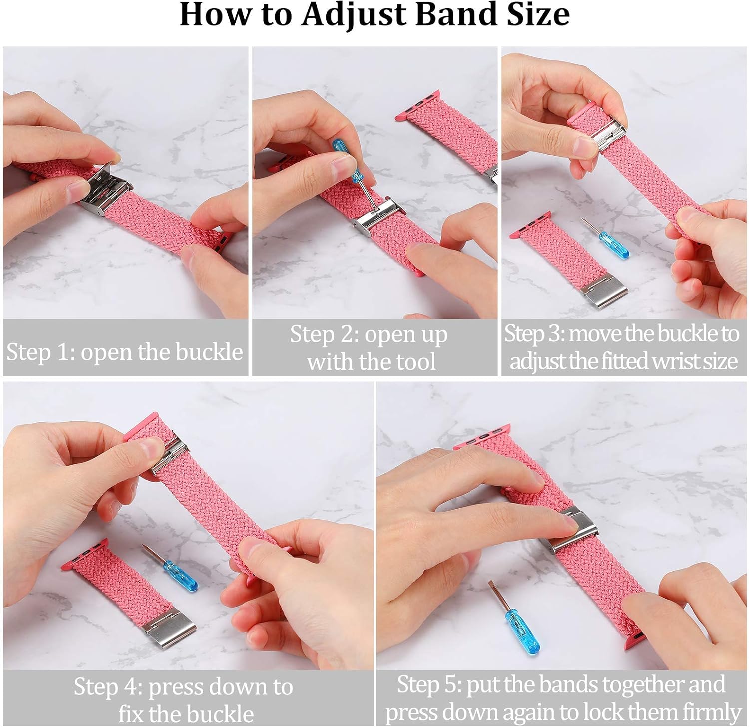 Bandiction Compatible with Apple Watch Bands 40mm 38mm, iWatch Bands for Women Men, Adjustable Braided Solo Loop with Buckle Elastic Sport Bands for iWatch SE Series 6/5/4/3/2/1, Pack of 2…