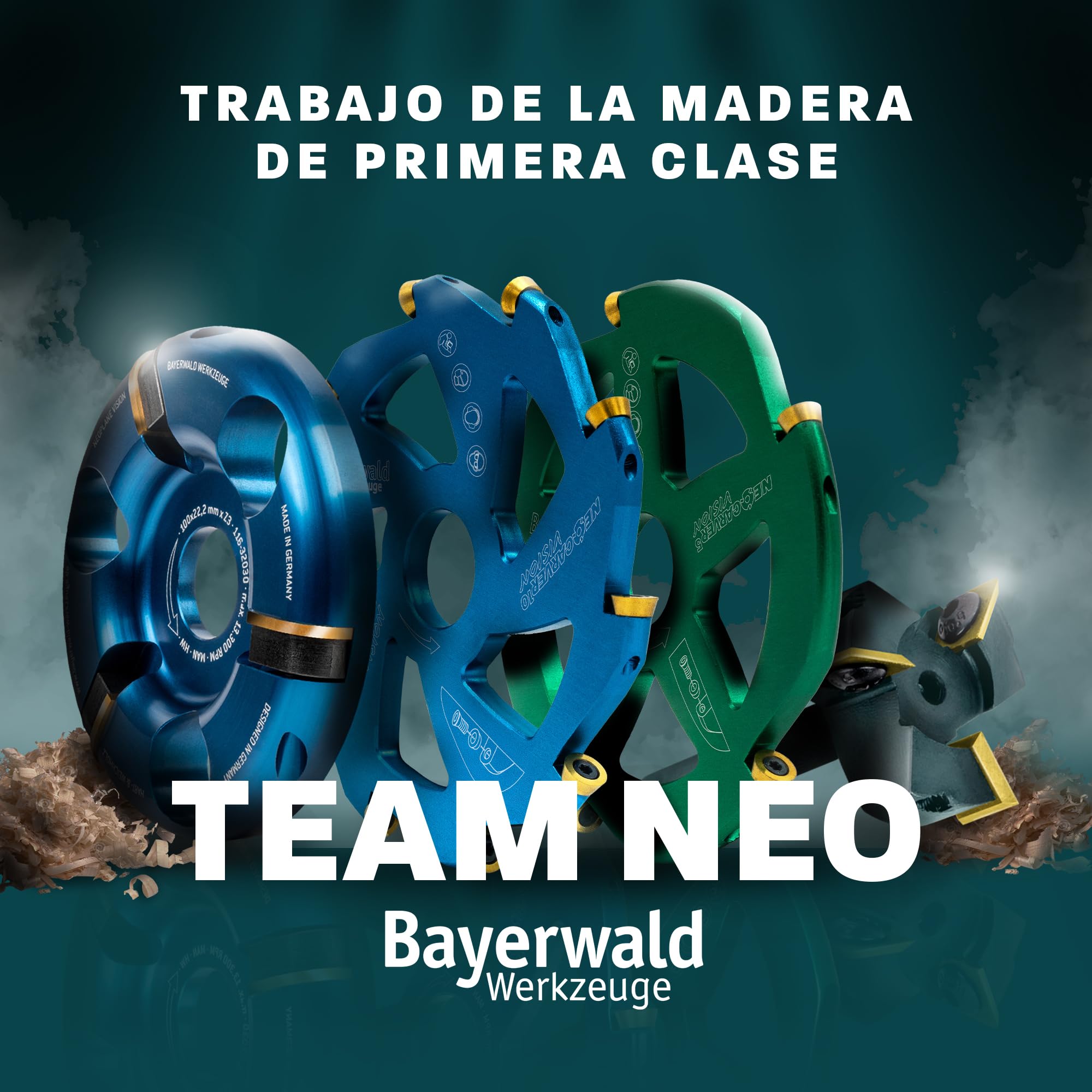 Bayerwald NeoCarver 10 Vision V2 - Disco de fresado de metal duro para madera - Fresa para tallar madera de aluminio para amoladora angular para separar, lijar, desbastar, etc. - Diámetro de 115 mm x