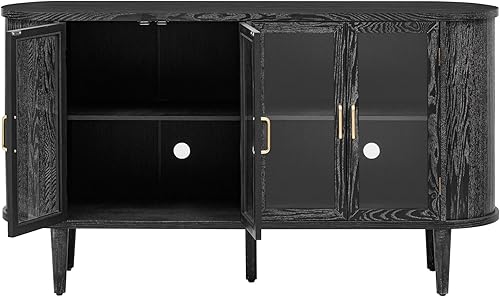 Miniatura 9 de Armario de almacenamiento Simple Accent con 2 puertas y estantes ajustables, mesa de sofá de madera maciza con marco de patas de metal para sala de