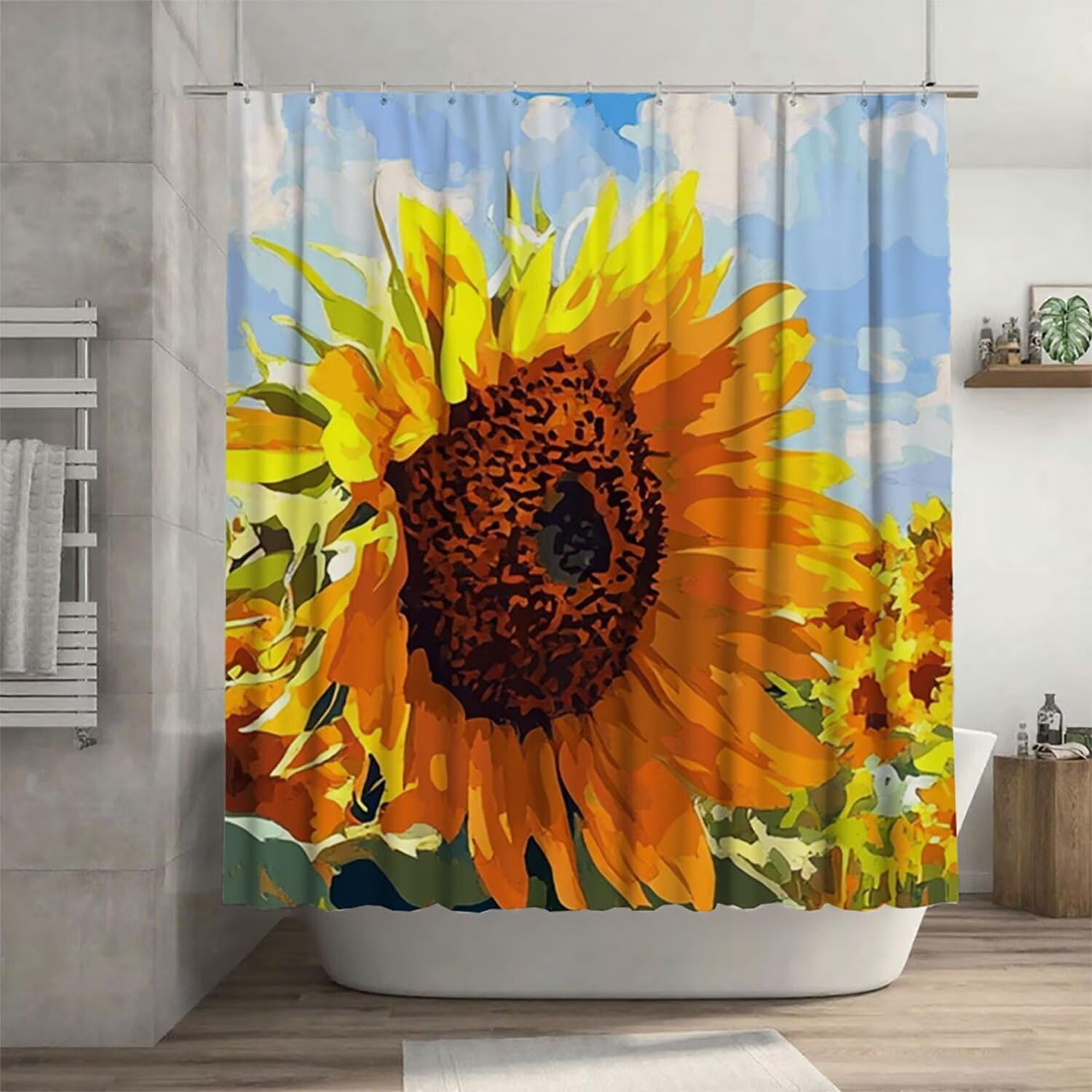 Rideau de douche anti-collant avec ourlet lesté 165 x 180 cm contre les fuites d'eau