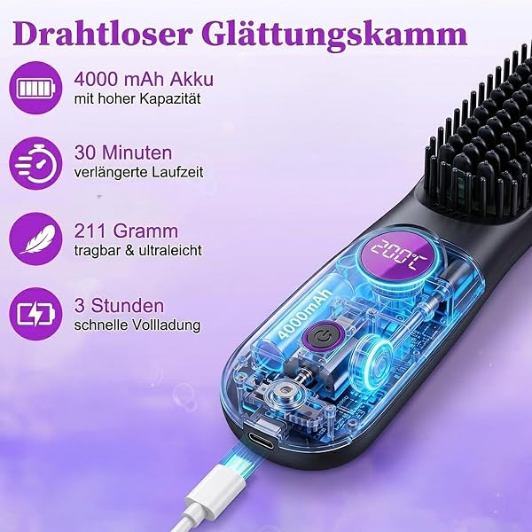 Cefryna Stylingbürste für kurze Haare - Kompakte Rundbürste für Pixie & Bob mit Volumen, kabellos & schonend in 2 Min. gestylt - 5