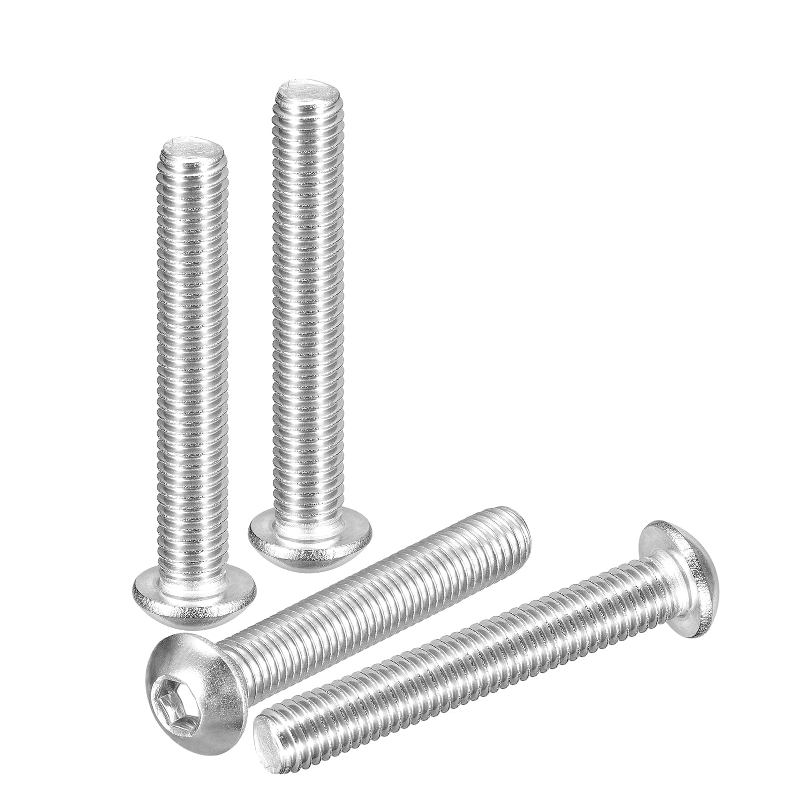 DTGN M8-1.25x55mm Button Head Socket Cap Screws - 4Pack - Good for Road Bicycle, Mountain Bike, Auto, Motorcycle - 304 Stainless Steel Whitewashed - Hex Socket Drive Fasteners — image 1
