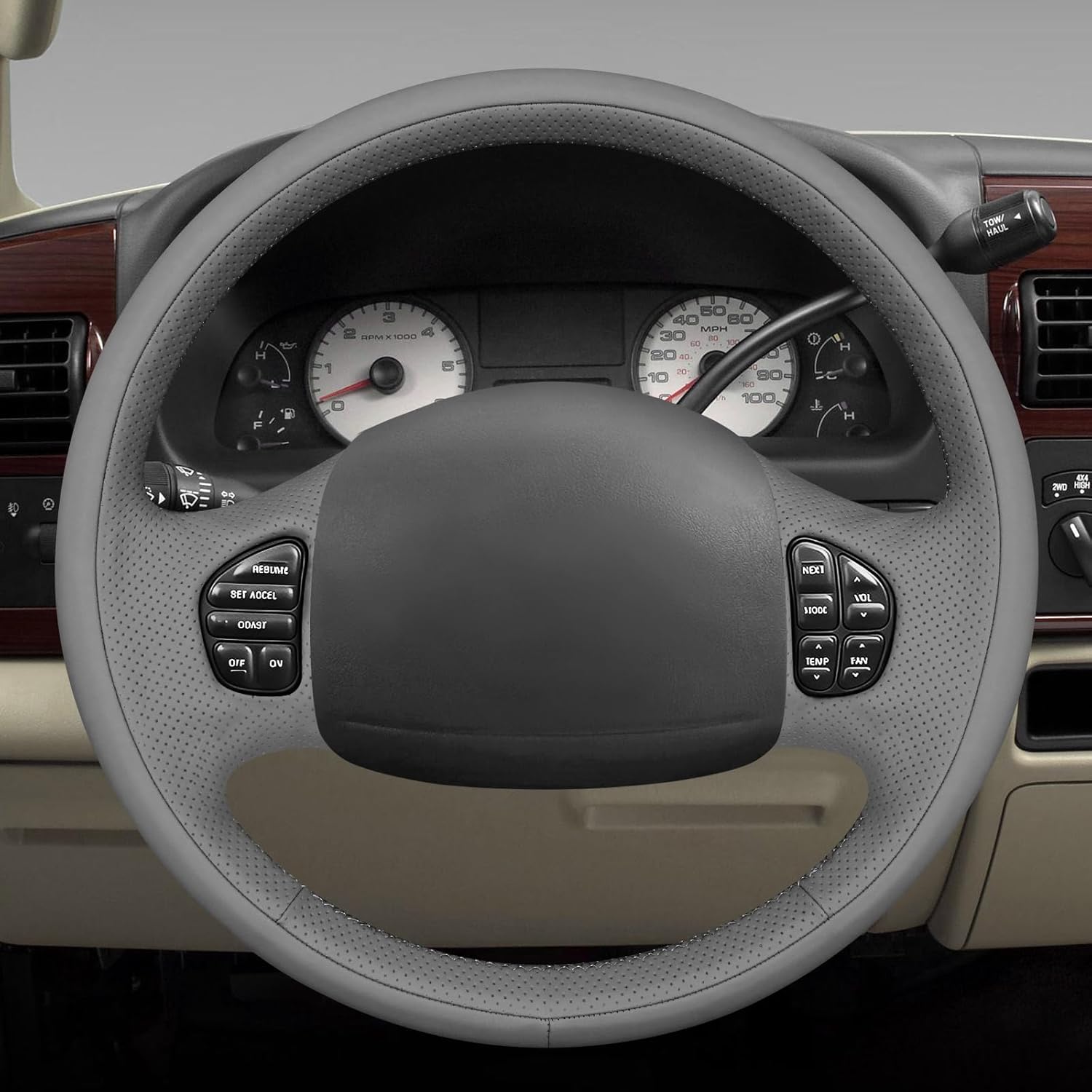 MEWANT DIY Stitching Steering Wheel Cover Wrap for Ford Excursion 2002-2005 F-250 F-350 F-450 F-550 2003-2007 Steering Wheel Accessories for Ford F-250 F-350