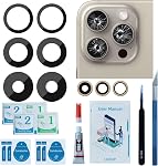 2 Sets Rear Camera Lens Glass Replacement with Adhesive Compatible for iPhone 14 Pro / 14 Pro Max (3 Pieces/Set) with Repair Tools and User Manual