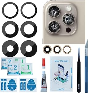 2 Sets Rear Camera Lens with Adhesive Compatible for iPhone 15 Pro (3 Pieces/Set) with Repair Tools and Installation Manual