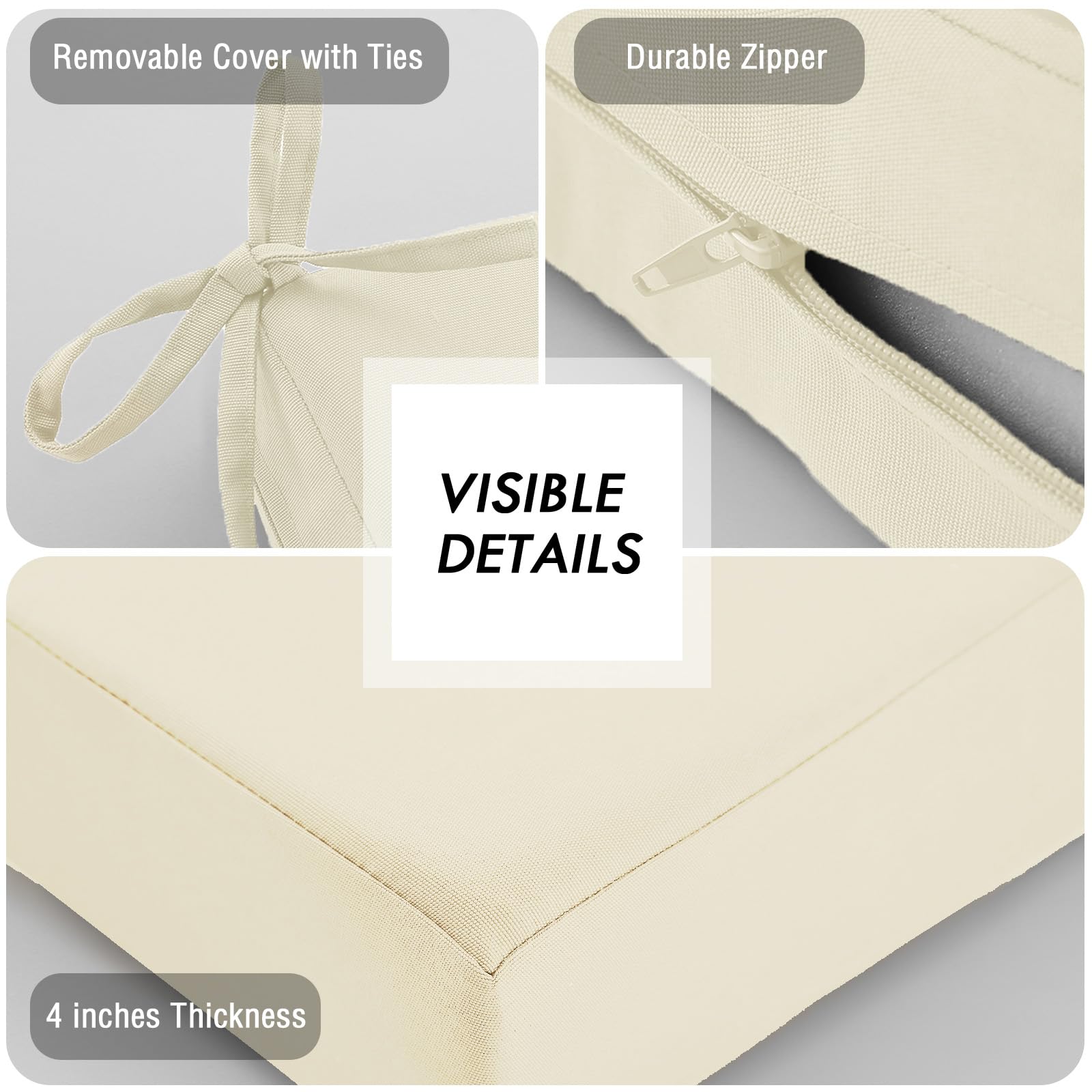 PRIMEPATIO Outdoor Chair Seat Cushions Set of 2, Thick 7cm - Image 4
