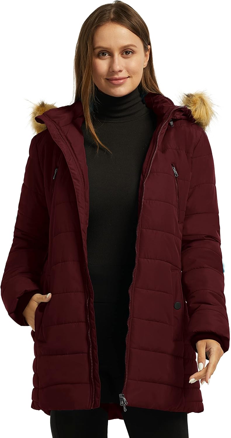 wantdo Women's Warm Winter Coat Heavy Puffer Jacket Parka with Fur Trimmed Hood - Image 3