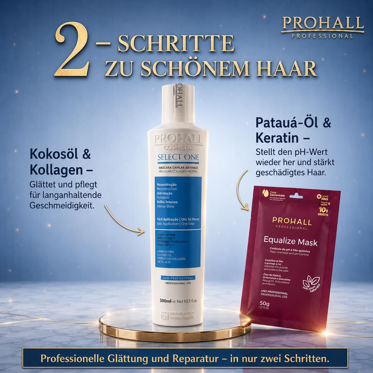 Blonde Keratin-Haarglättungsbehandlung zu Hause–Formaldehydfreie brasilianische Keratin-Haarmaske für widerspenstiges & krauses Haar–Dauerhafte Haarglättung hält bis zu 6 Monate-Select1-10.1FLOz