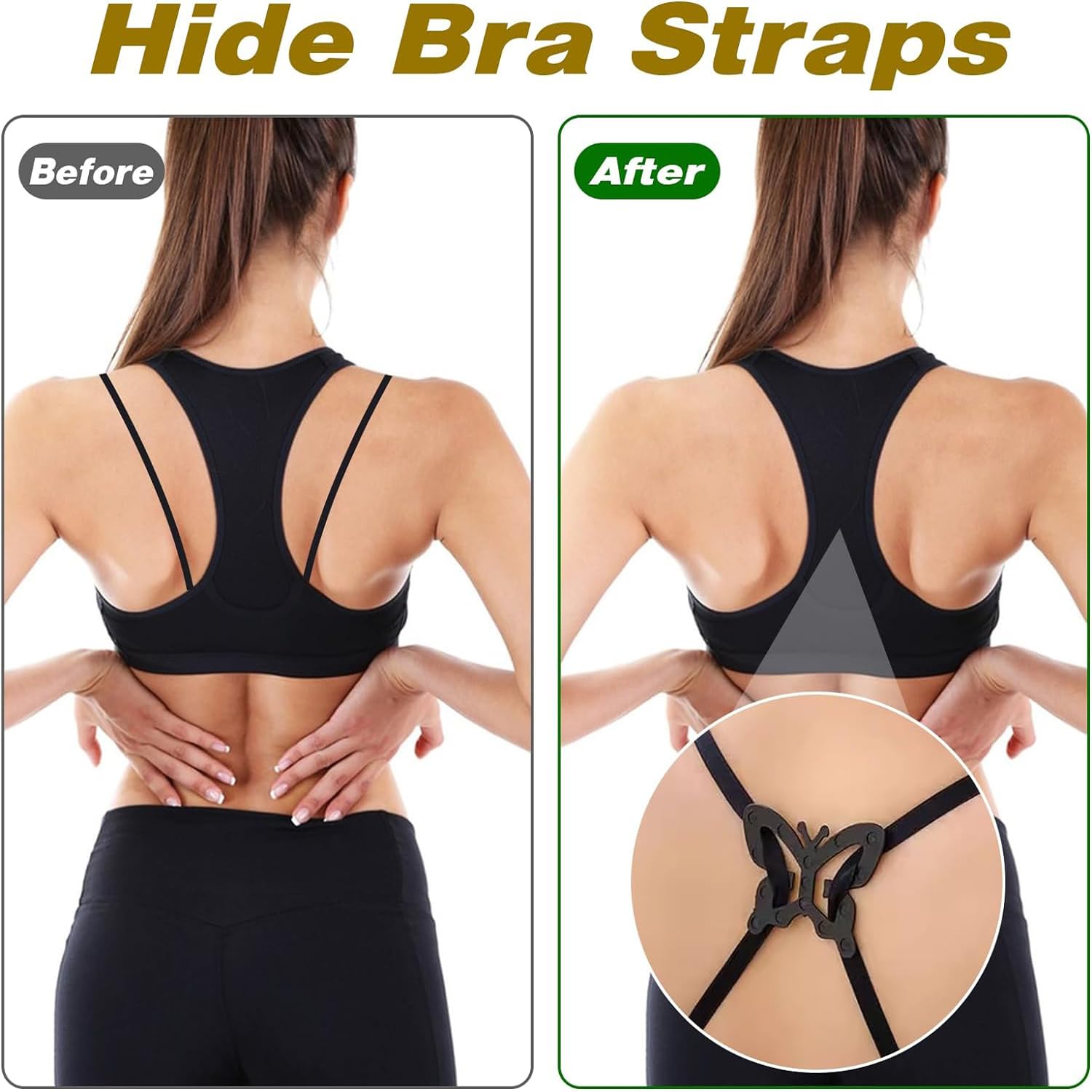 Dimore Razor Clips Bra Strap - Clips Racer Back Conceal Straps Cleavage, Bra Strap clip holder hook, Anti Slip Bra strap holder, Free Size (SET OF 3). (SKIN, BUTTERFLY SHAPE) - Image 4 thumbnail