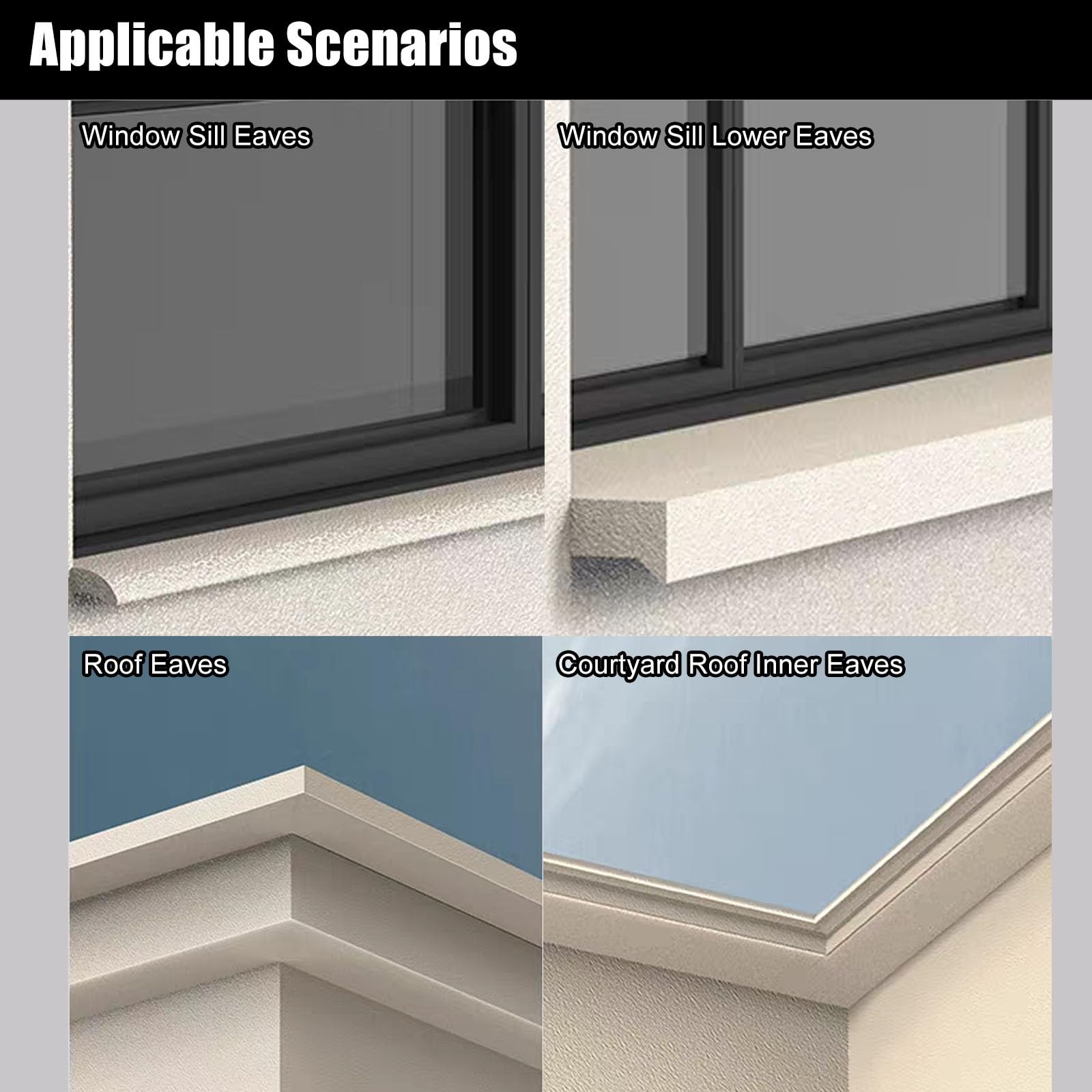 Protector contra La Lluvia Extra Ancho, Alero Grueso para Ventanas, Protección Eficaz contra El Agua Y Deflector Decorativo para El Borde del(1pack-1.25m(4.1'),25mm(1"))