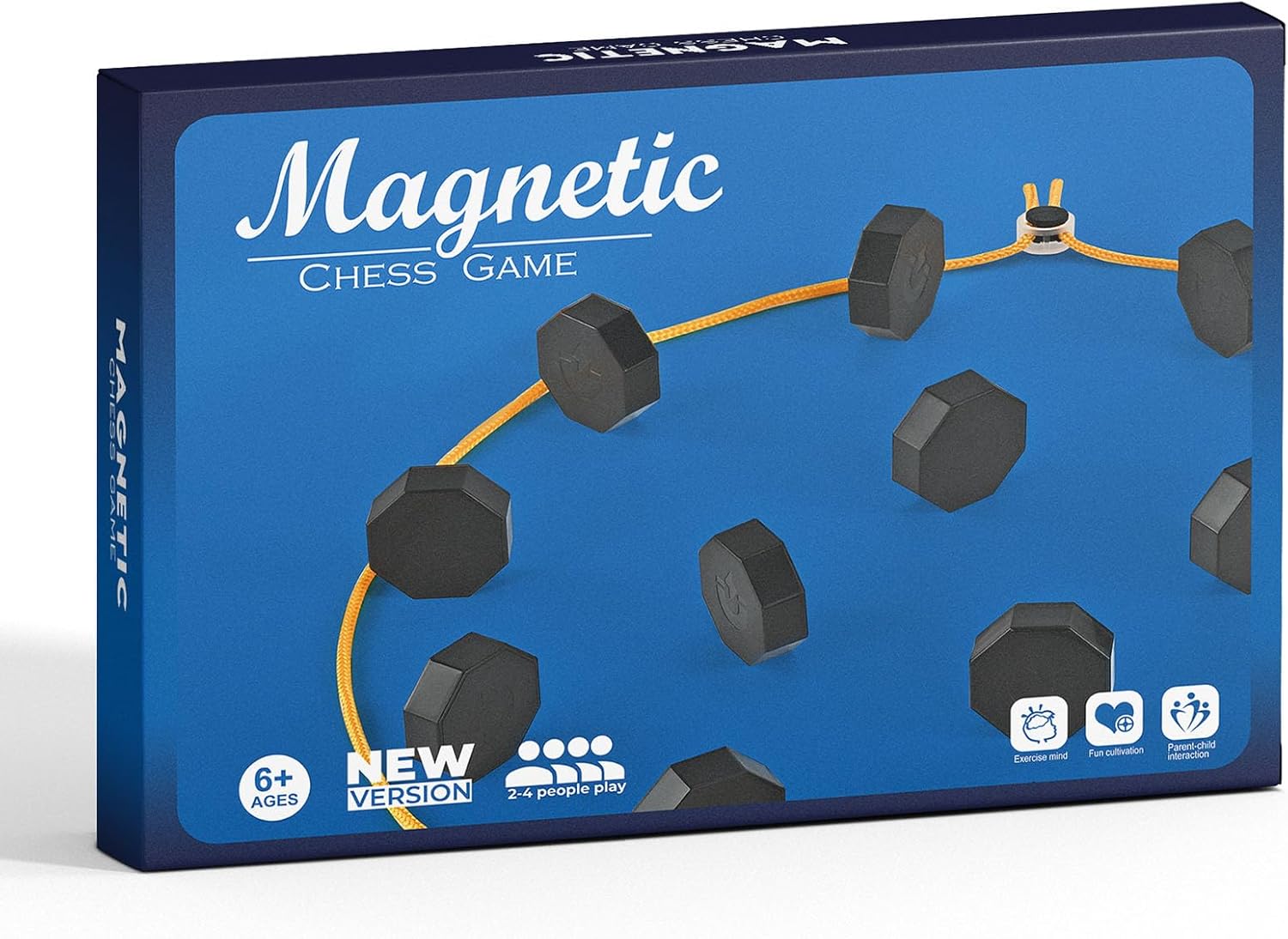Magnetic Chess Game, Magnet Game with String, 20 Full-Size Stones, Adjustable String, Portable Storage Bag, for Kids and Adults, Easy and Fun, 2-4 Players, Ages 6+
