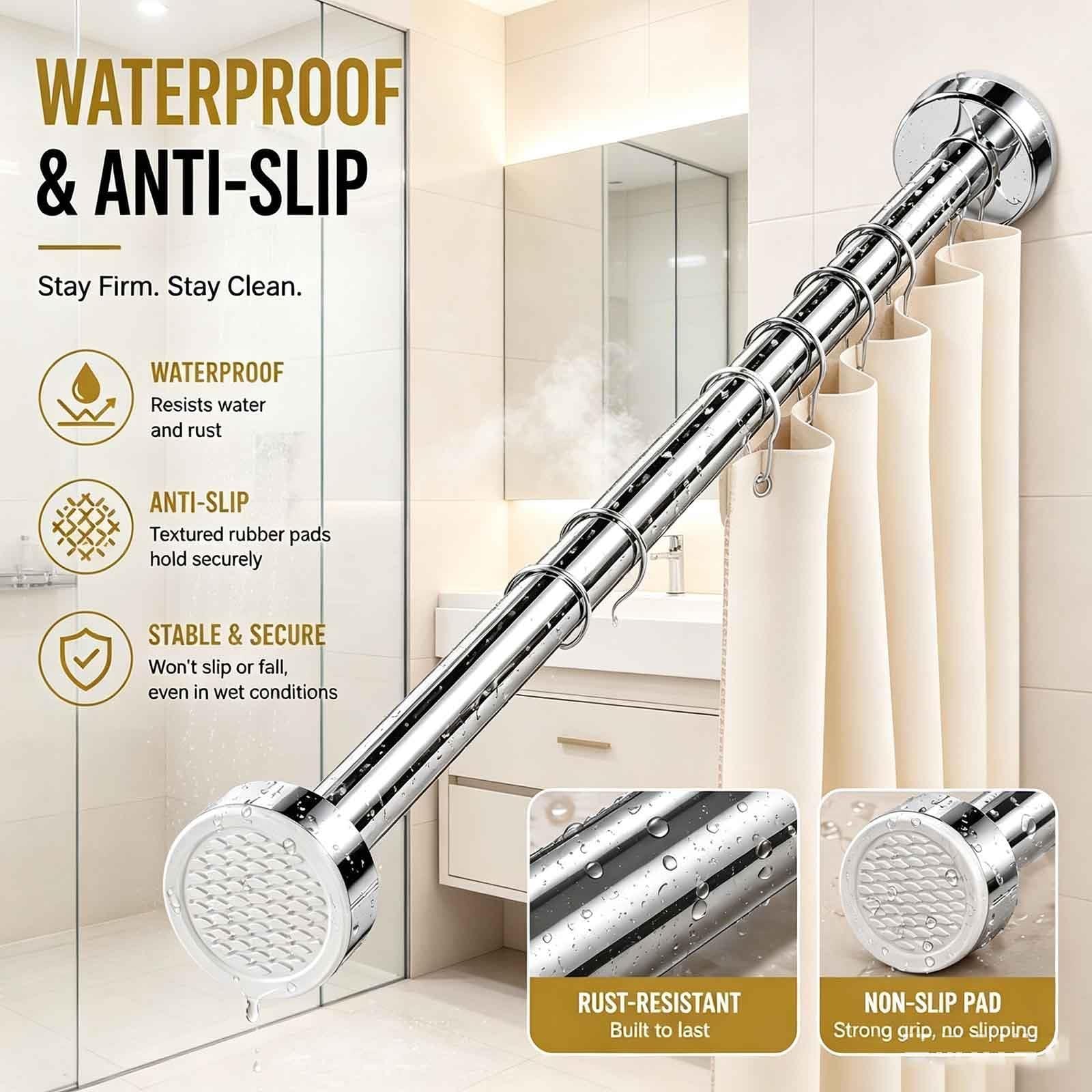 Stainless Steel Tension Curtain Rod, Closet Rods Hanging Clothes