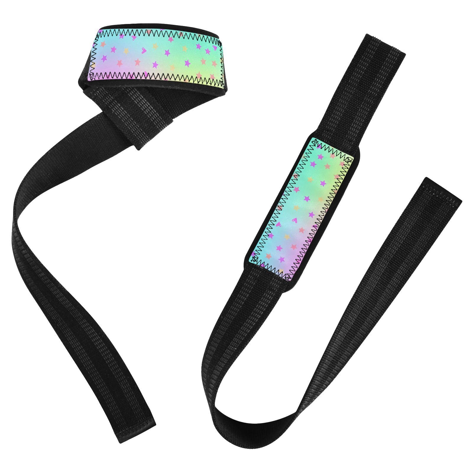 STAYTOP Rainbow Stars Wrist Straps for Weightlifting,Lifting Straps with Neoprene Cushioned Wrist Padded and Anti-Skid Silicone for Strength Training,Bodybuilding,Deadlifting