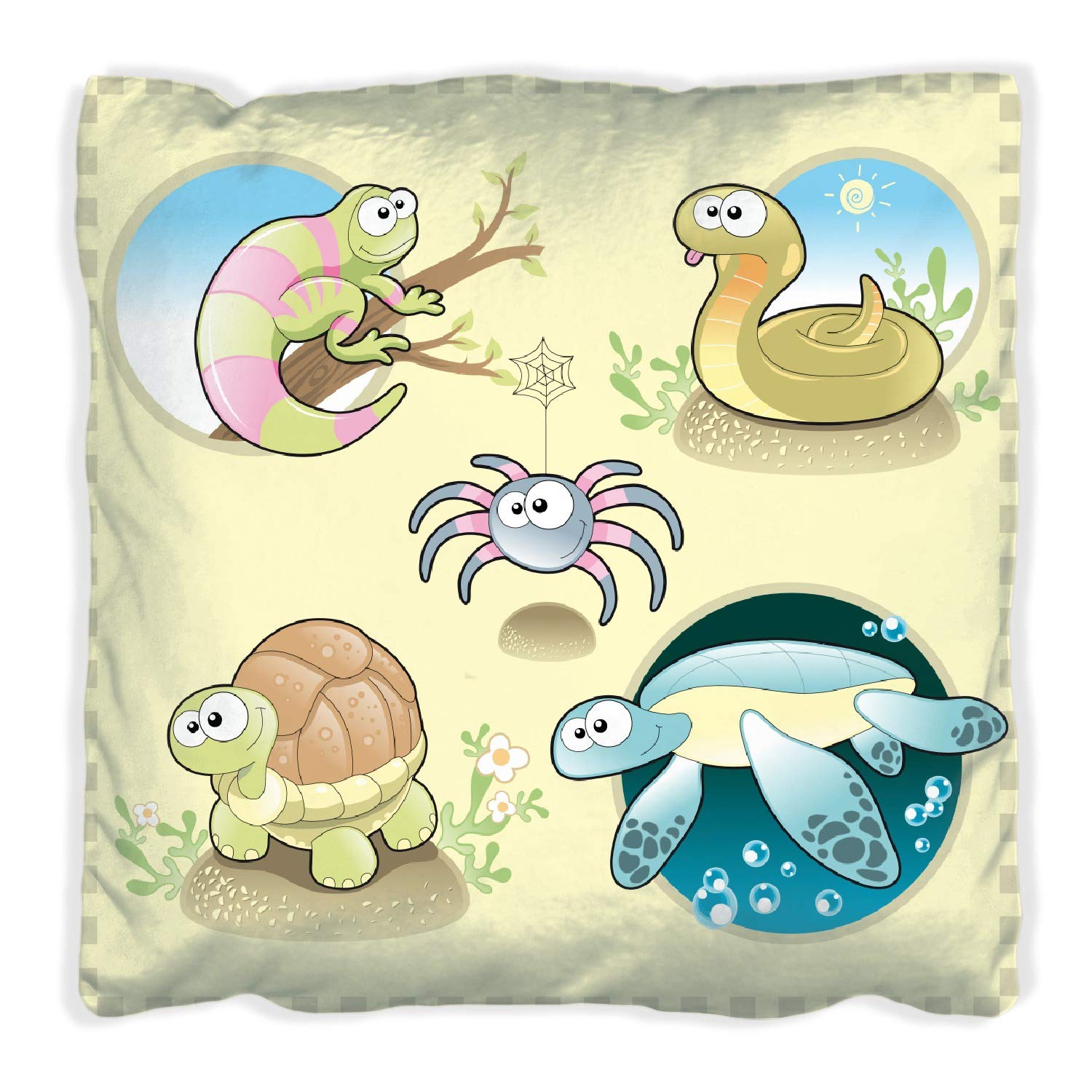 Wallario Dekokissen 40 x 40 cm, Lustige Comictiere, beidseitig Bedruckt, Kuschelkissen mit weicher Plüsch-Oberfläche