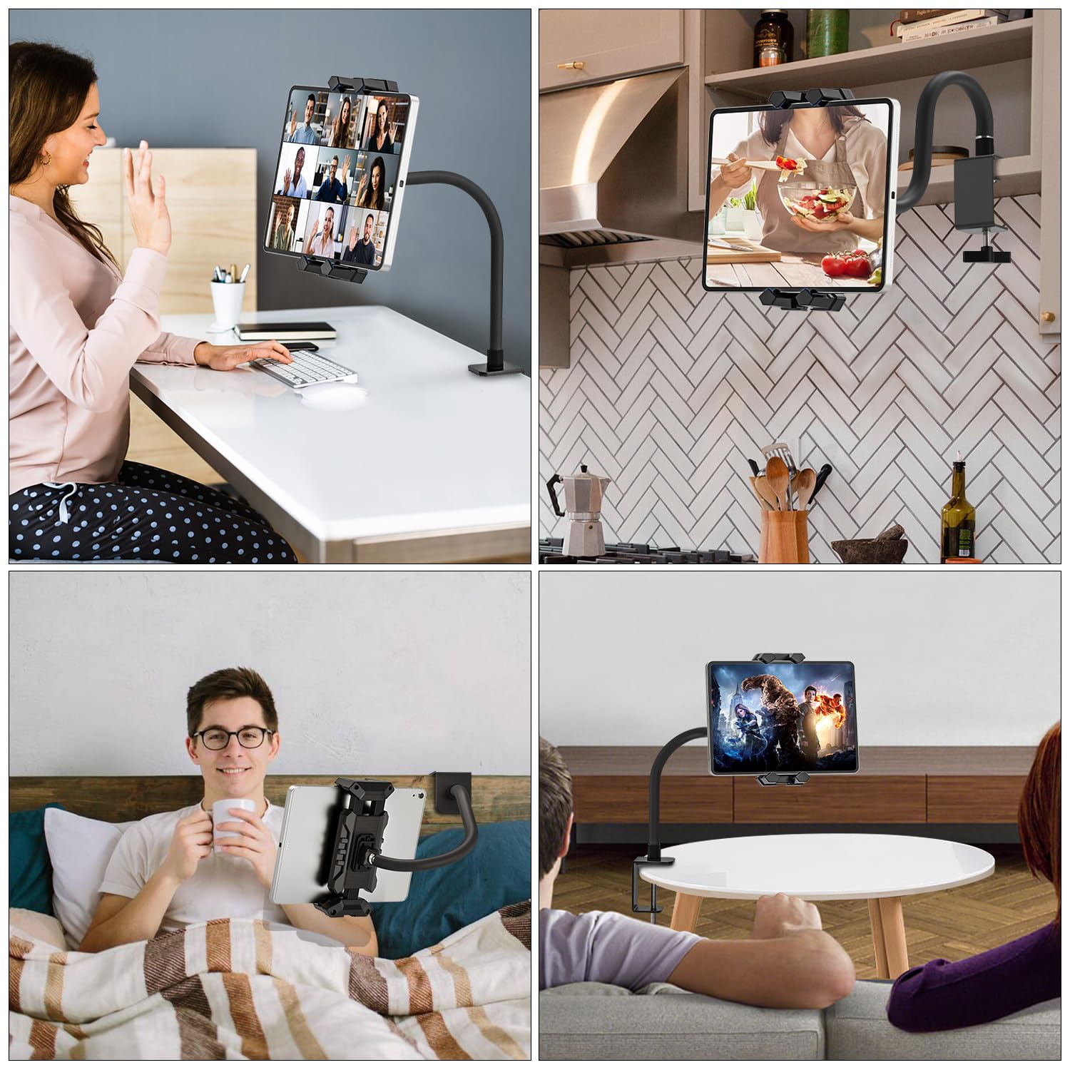 Supporto Tavolo per iPad, Porta tablet Regolabile Collo Oca, Supporto Per ipad Altri Dispositivi Con Schermo Da 4.7"-13.5" Tablet