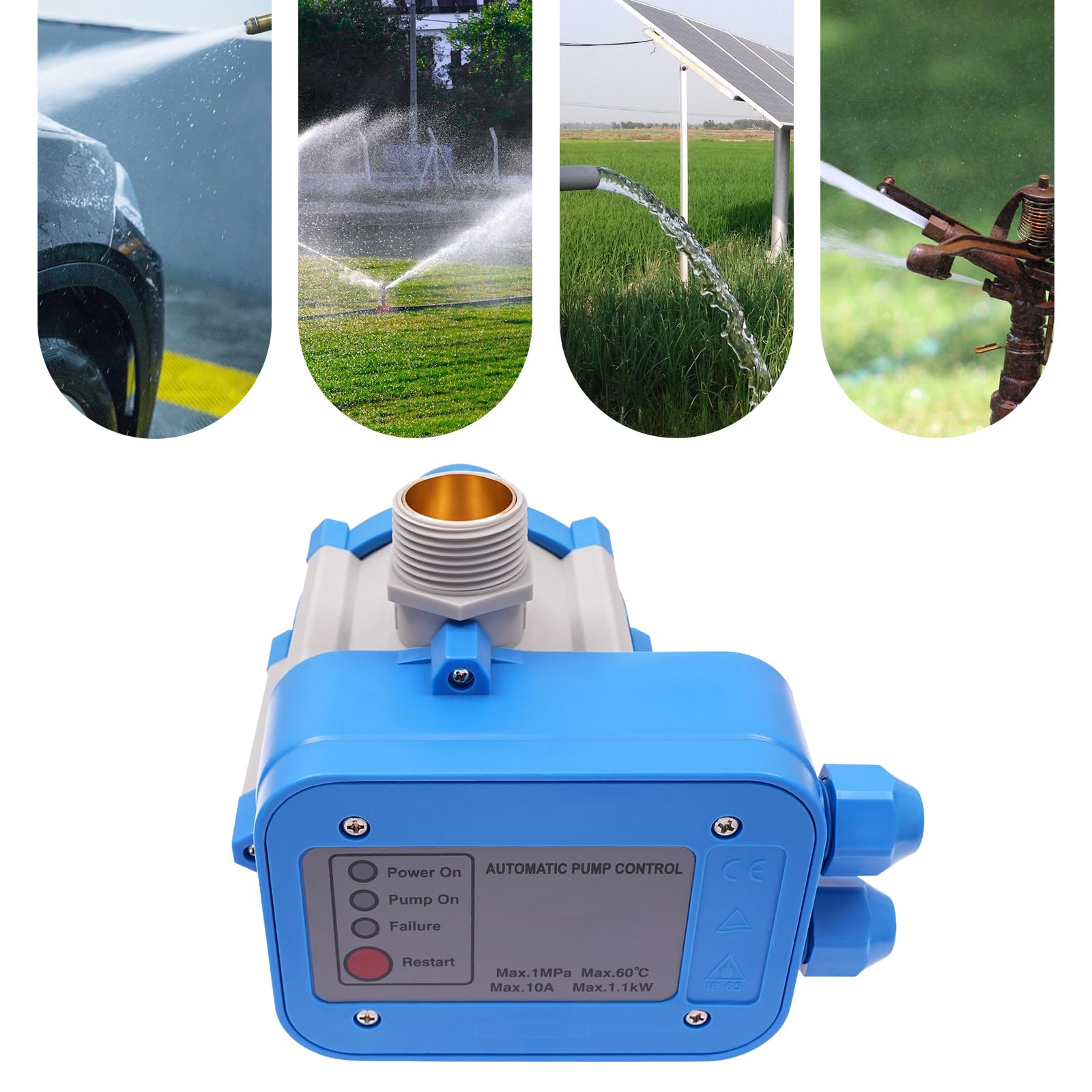 Pressostato per pompe dell'acqua, 10 bar, controllo elettronico della pompa per irrigazione da giardino, impianto idraulico domestico