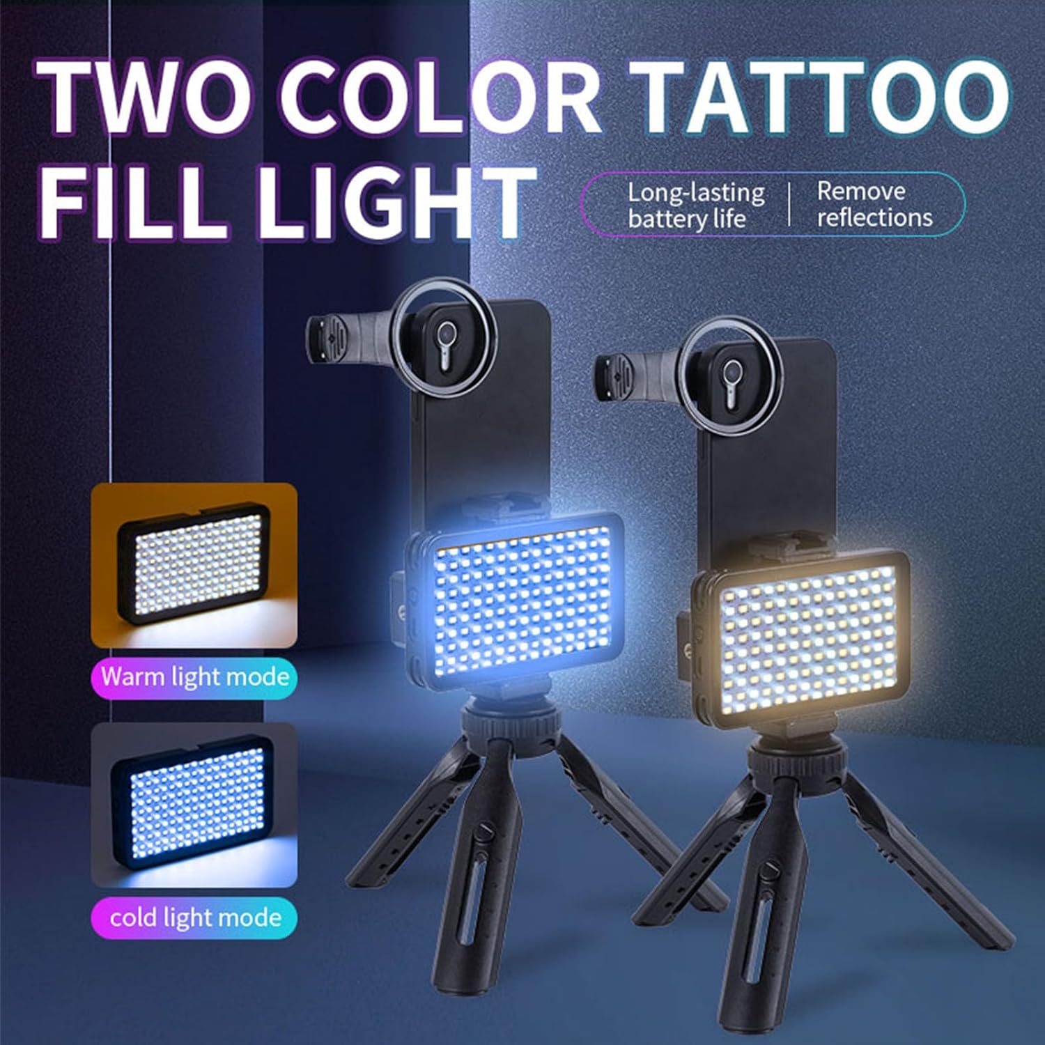 人間工学に基づいたダブルカラーアーティストランプ、細部作業用の充電式バッテリー付き、調整可能なタトゥー照明