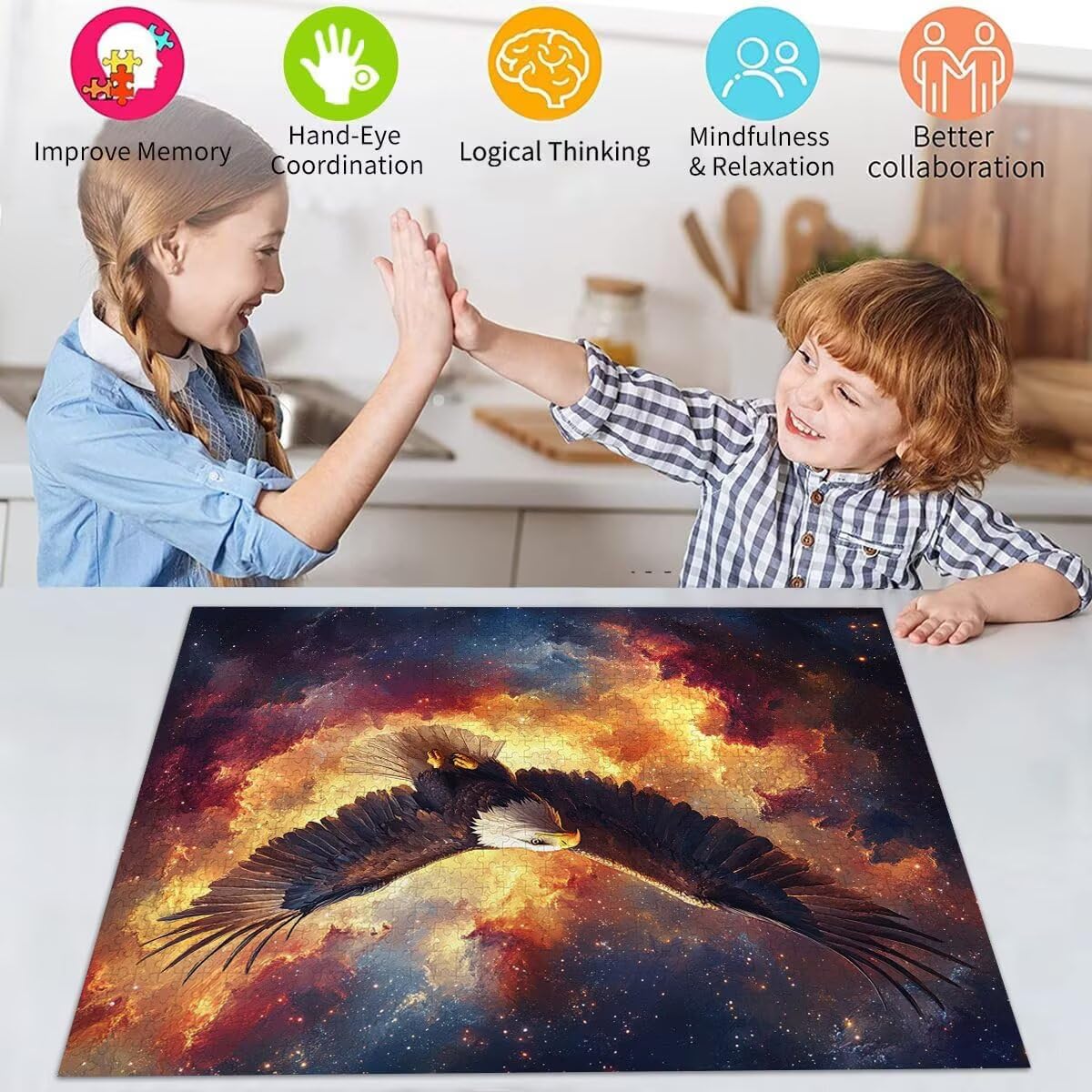 Puzzle Erwachsene 2000 Teile Adler Abstrakt Educa Jigsaw für Kinder ab 8 Jahren Mädchen Jungen, Erwachsene Impossible Klassische Puzzles Schwer, Anspruchsvoll Spielspaß, Als Geschenke 70x99cm t-440
