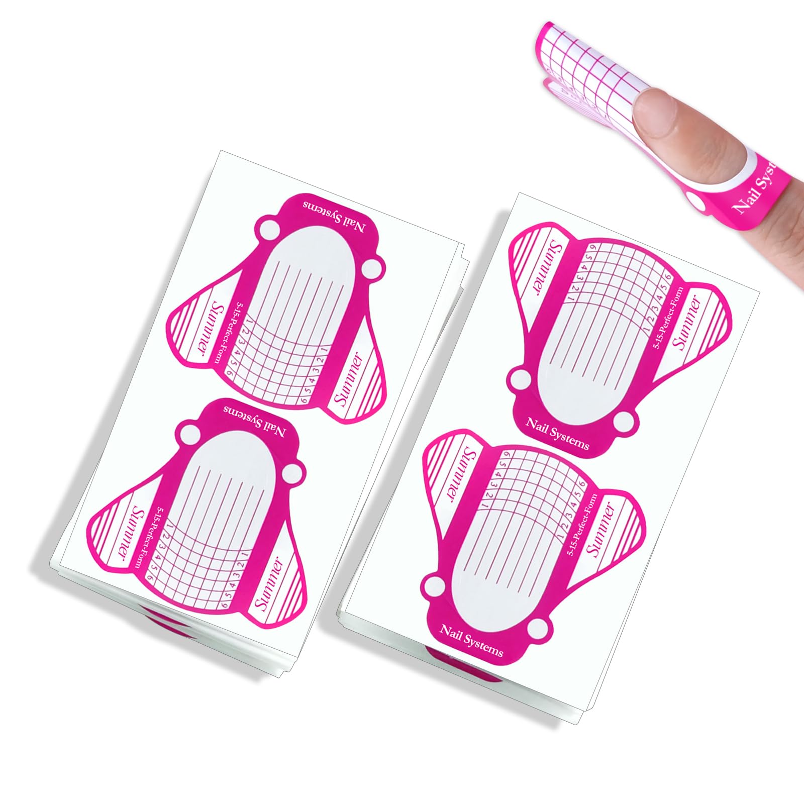 Hanyousheng Nagel Schablonen, 100 Stück Nagelform Guide, Modellier Schablone Selbstklebend, Aufkleber Nagelschablonen, für Gel Nägel, Nagel Verlängerung