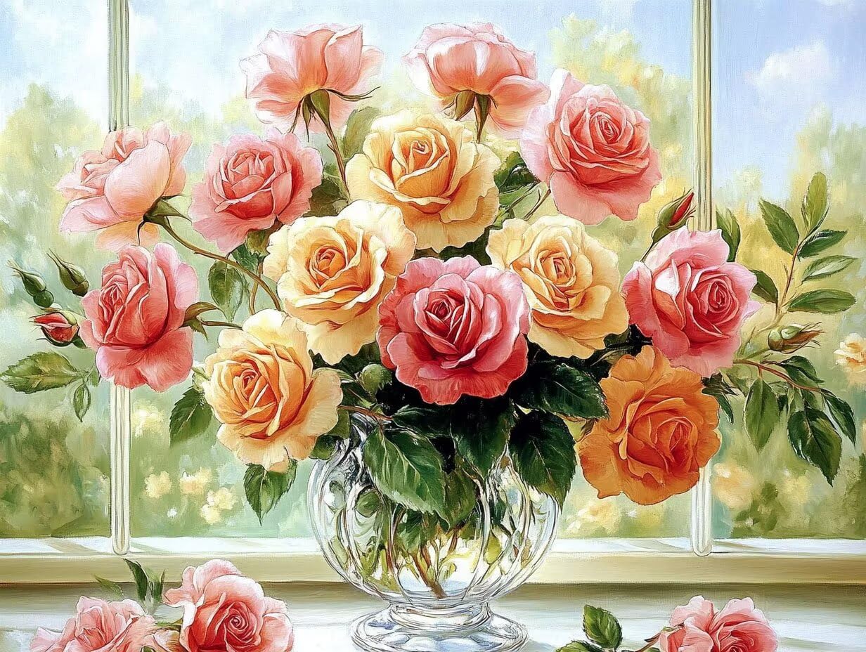Peinture Numero Adulte Fleur Coloriage par Numero Adulte RéTro DIY Paint by Numbers, avec Pinceaux Peinture Loisir Creatif Enfant Numéro D'art Cadeau Femme, Pour Decoration Maison 60x80cm H - 899