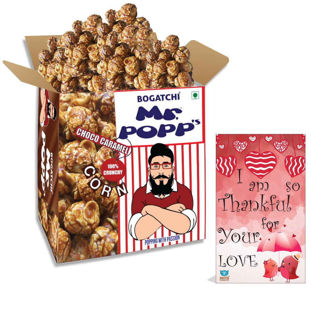 BOGATCHI Mr.POPP's Dark Chocolate Popcorn, Handcrafted Gourmet Popcorn Party Snacks, 100% Crunchy Delicious Fully Popped Corns,, Best Anniversary Gift, 375g + Free Happy Anniversary Greeting Card-picture-20
