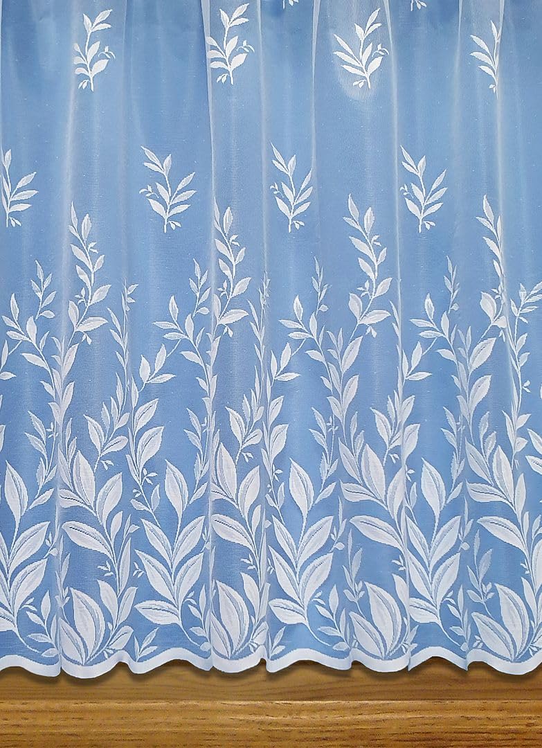 John Aird - Joanne Floral Leaf Net Curtain - Select Your Size (2 Metres Width, Drop: 48" (122cm))