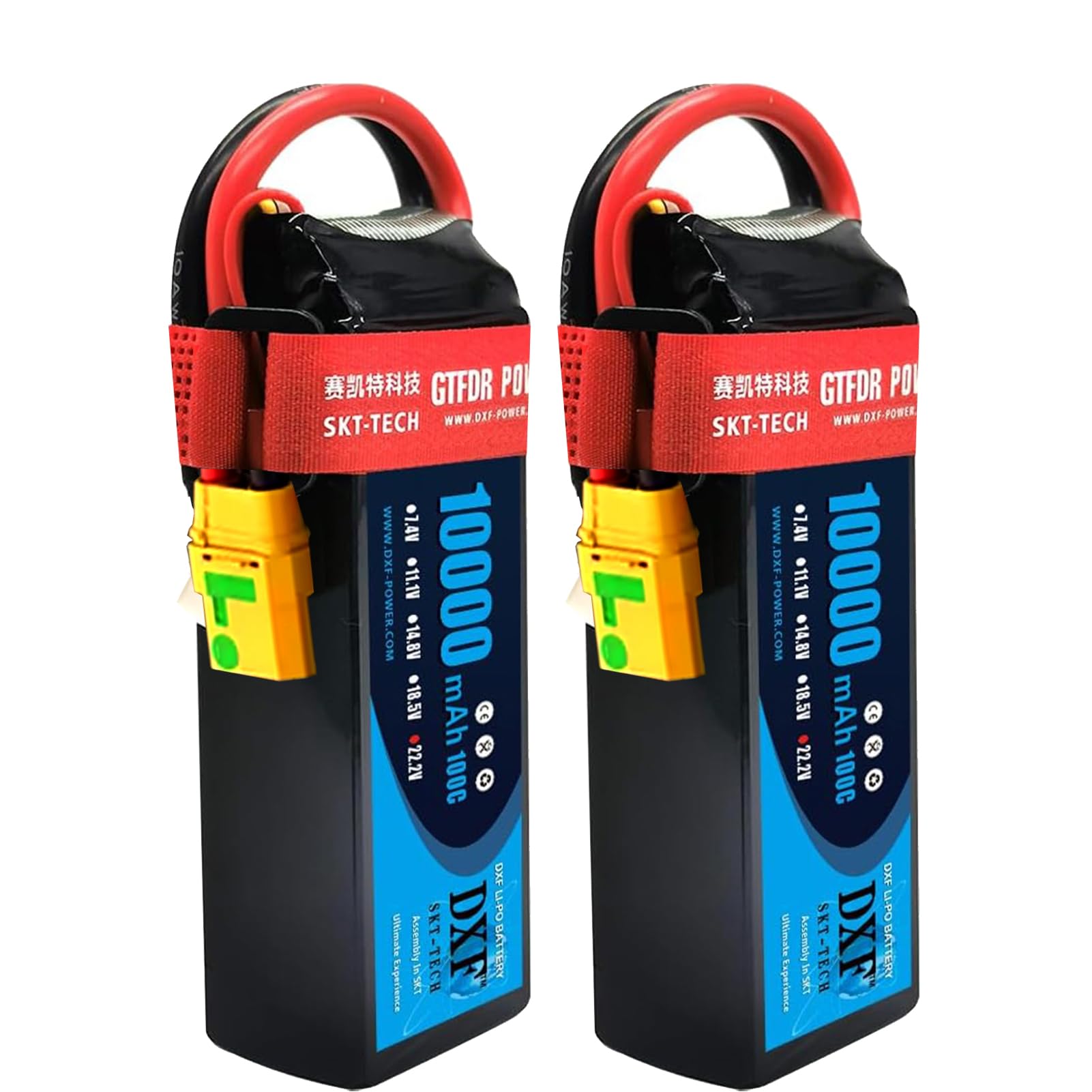 DXF 2 confezioni di batterie LIPO, 6S LIPO da 22,2 V, 10000 mAh, 100 C, spina XT90S, per drone, aerei RC, camion, elicotteri e altro, LIPO 6S, batteria in formato 6S1P