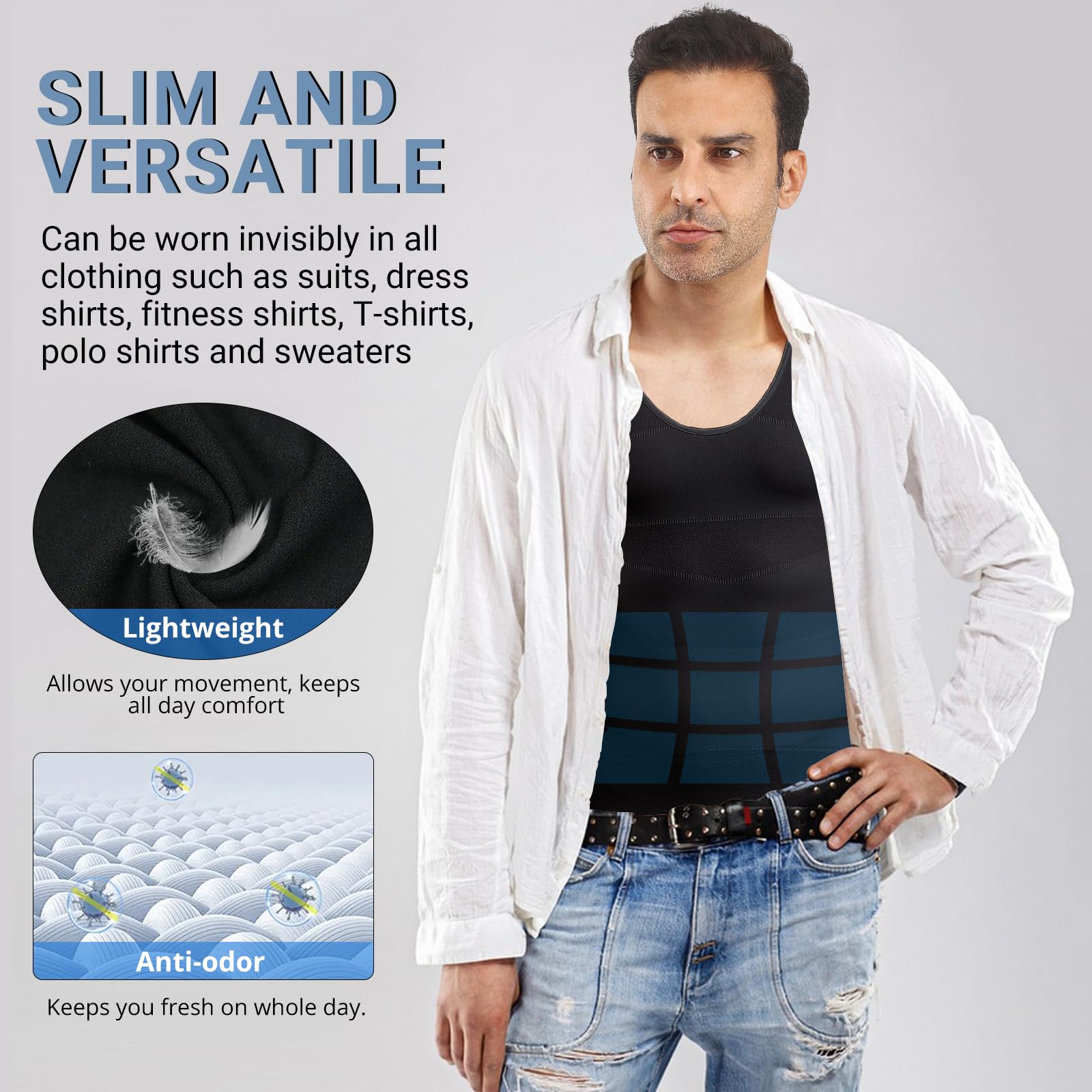 MEETYOO Canotta a Compressione da Uomo,Camicia Compressione Manica Lunga Asciugatura Maglietta Senza Maniche Modellante e Snellente Body Shaper Tee Shirt Runnig Sportiva Fitness