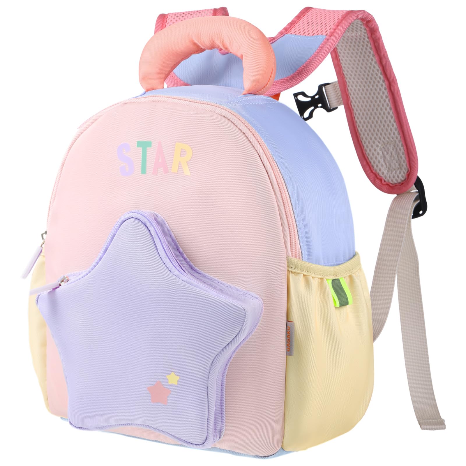GAGAKU Mochila Infantil Guarderia para Niñas de 2-4 años, 30 cm Mochila Pequeña Escolar Mochila de Jardín Infantil Mochila de Viaje Transpirable Cómod - Estrellas