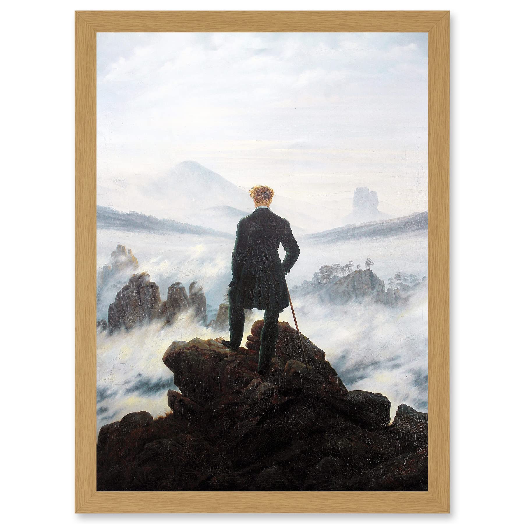 Artery8 Friedrich Wanderer Above Sea Fog Painting Artwork Framed Wall Art Print A4