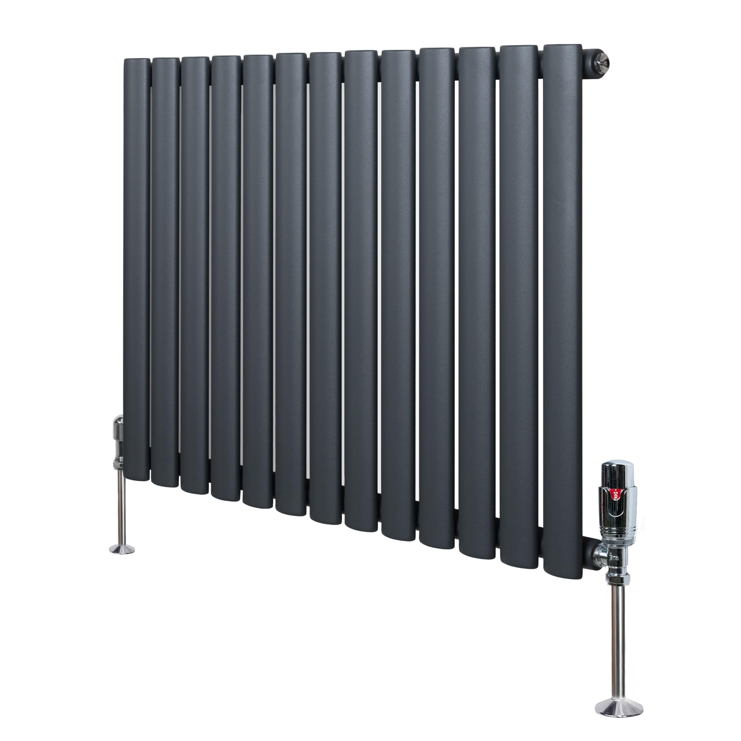 Monstershop Oval Single Column Radiator & Valves – 600mm x 780mm – Anthracite Grey