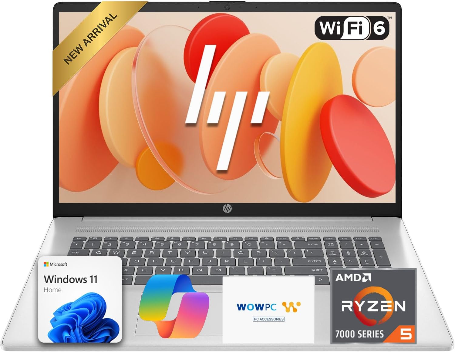 HP 17.3" AI-Ready FHD Business Laptop | 6-Core AMD Ryzen 5 Processor | 8GB DDR4 RAM | 256GB PCIe SSD | Window 11 + Copilot | Wi-Fi 6 | HDMI | Camera with Privacy Shutter & AI Noise Reduction