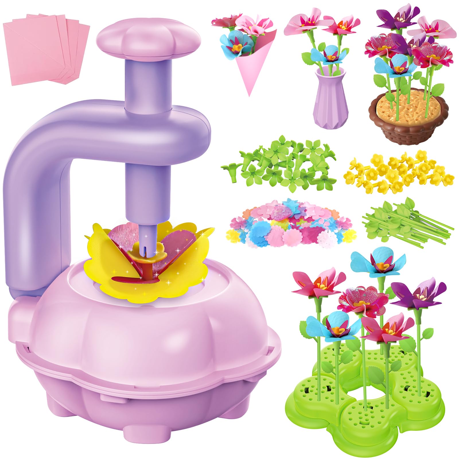Kssvzz Activité Manuelle Fille, Jouet Enfant 4-10 Ans, Création Bouquet de Fleurs avec Machine à Fleurs, DIY Cadeau Bricolage 3 Ans+