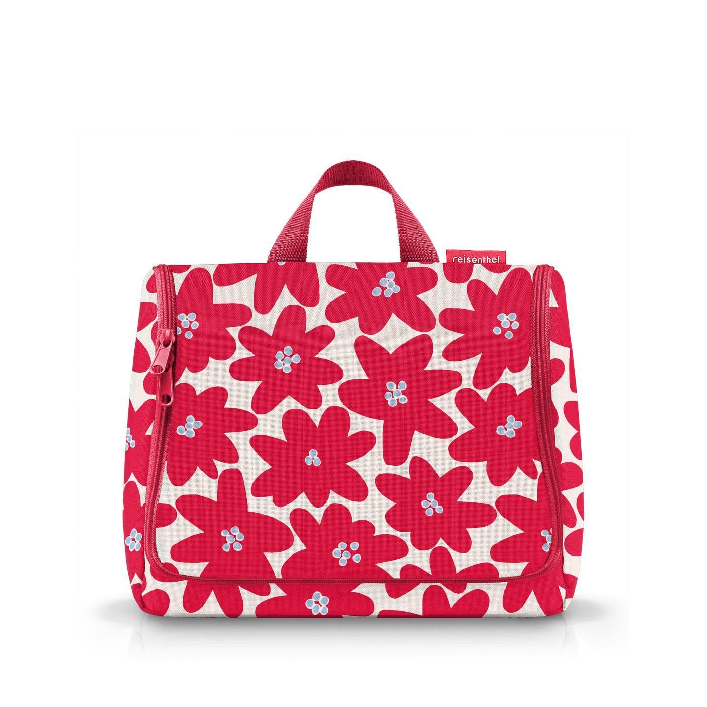 reisenthel toiletbag XL Daisy red praktischer Kulturbeutel mit Haken, wasserabweisendes Material